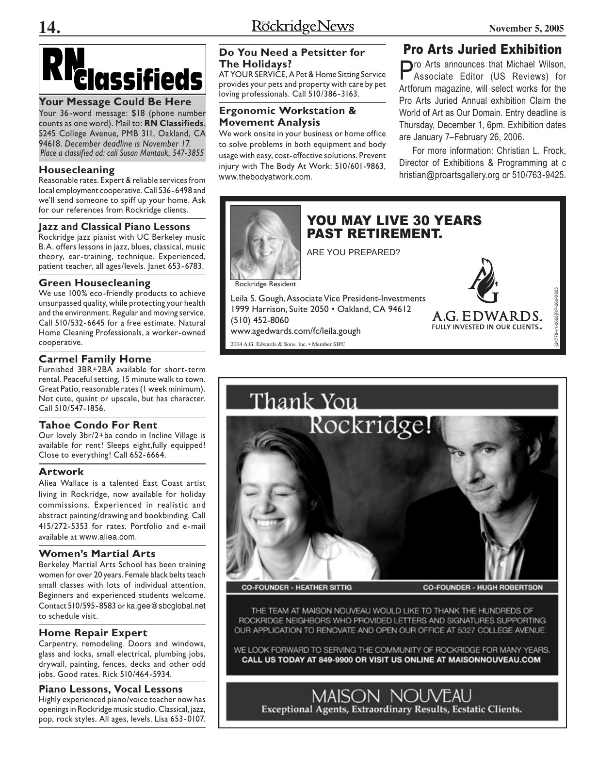 Click to zoom in The Rockridge News, November 2005, page 14