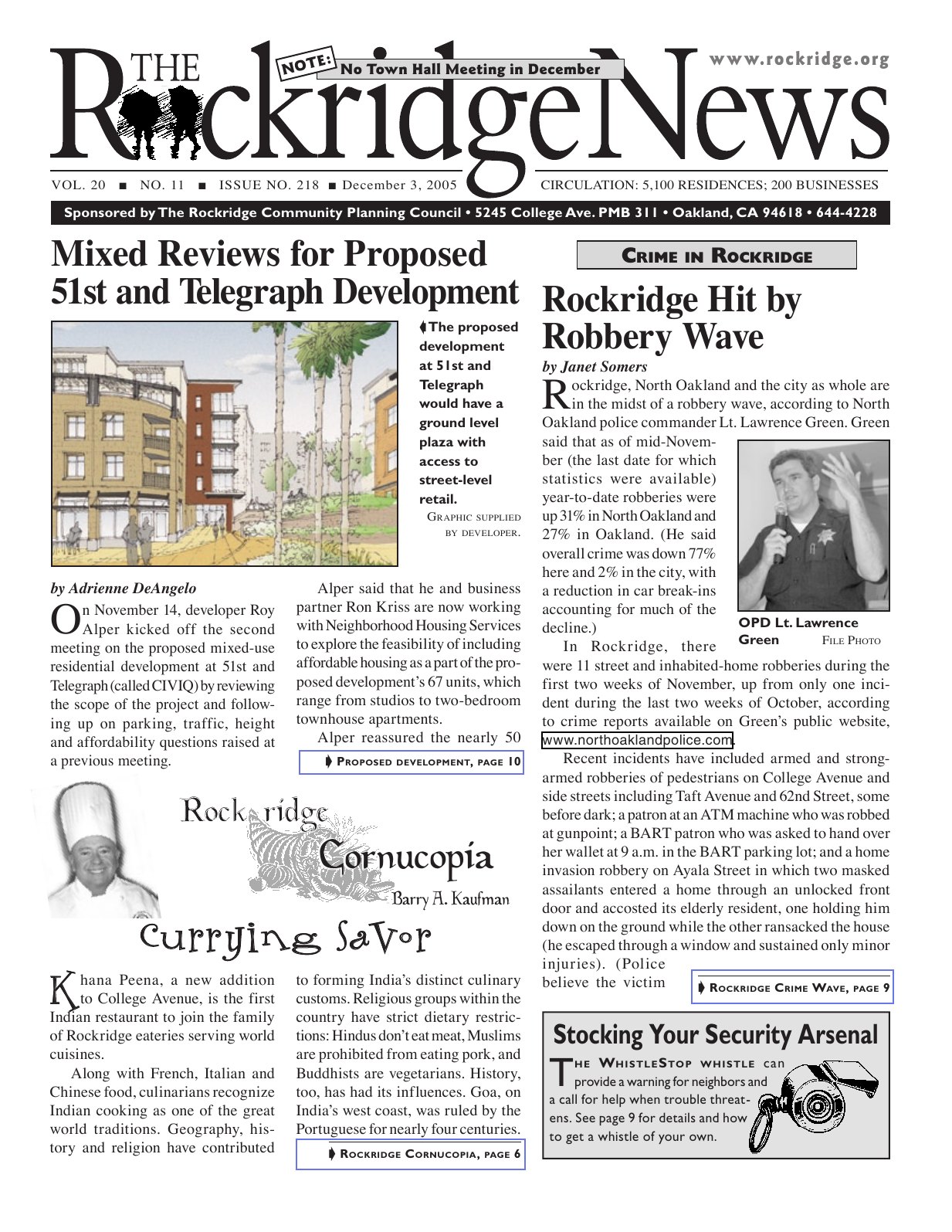 Click to zoom in The Rockridge News, December 2005, page 1