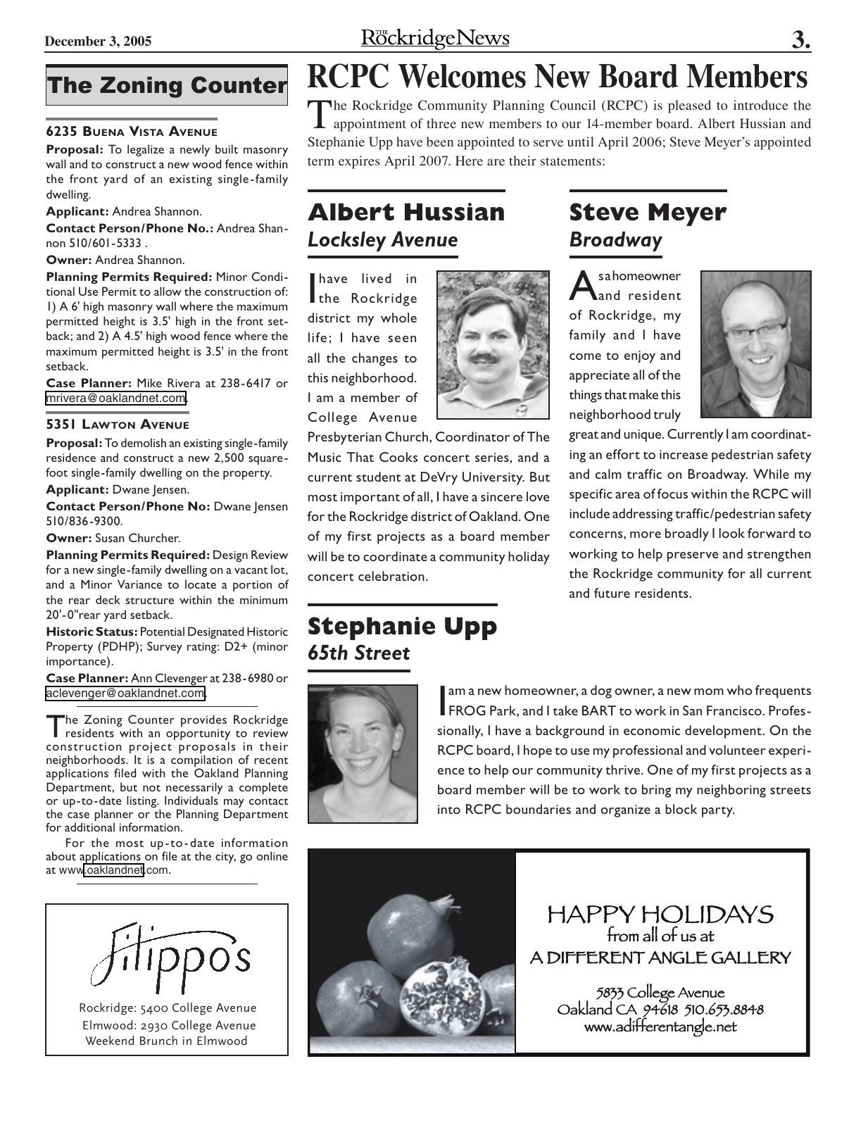 Click to zoom in The Rockridge News, December 2005, page 3