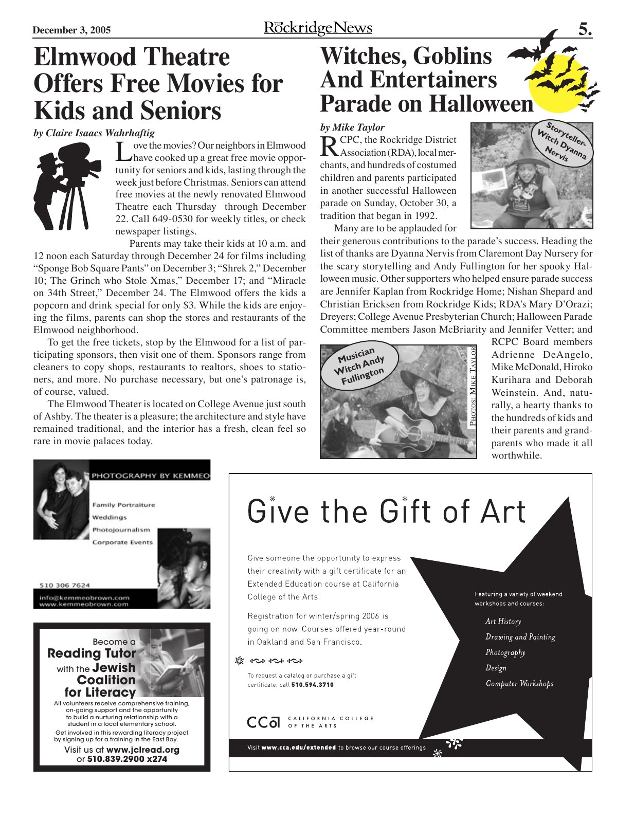 Click to zoom in The Rockridge News, December 2005, page 5