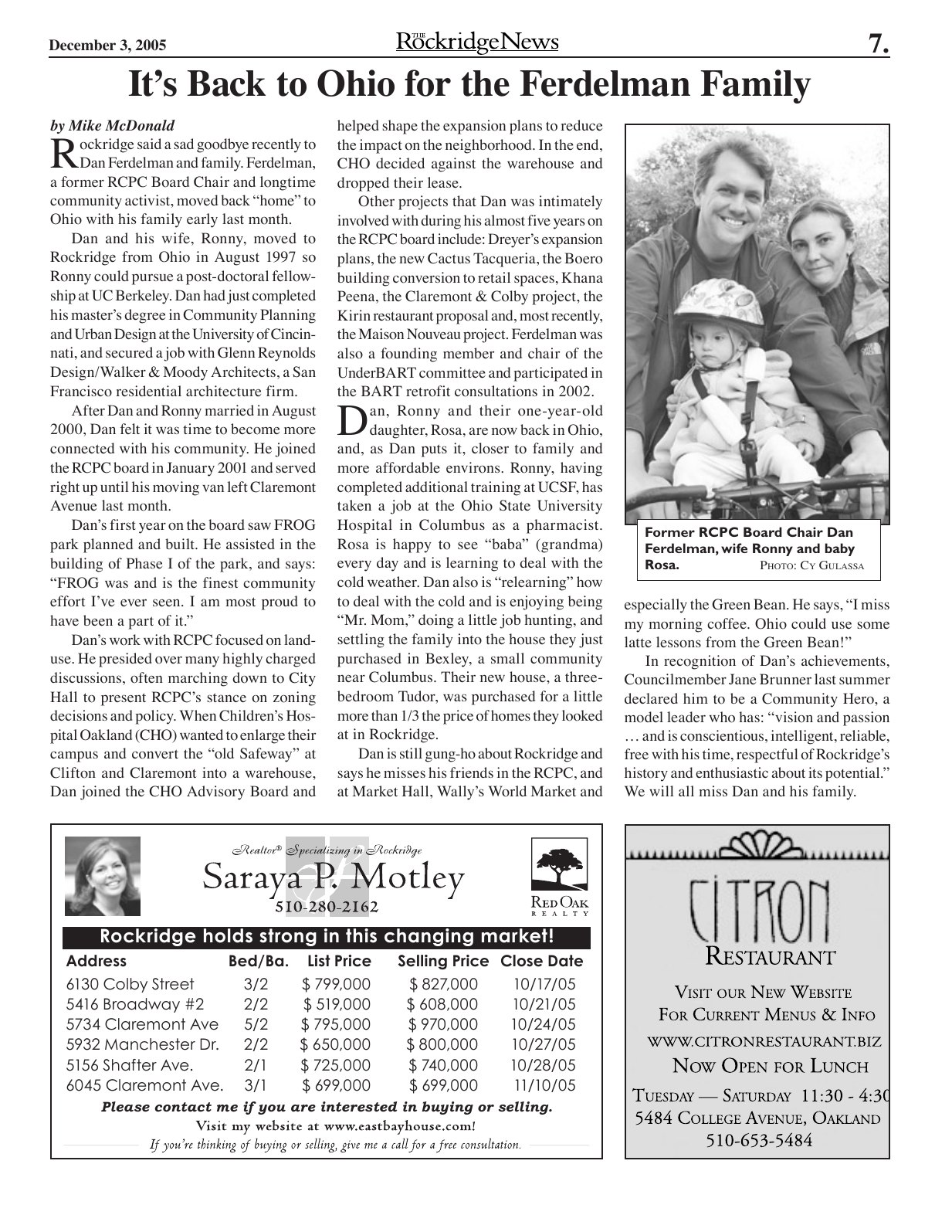 Click to zoom in The Rockridge News, December 2005, page 7