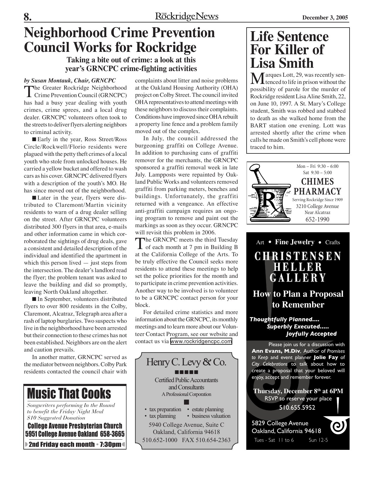 The Rockridge News, December 2005, page 8