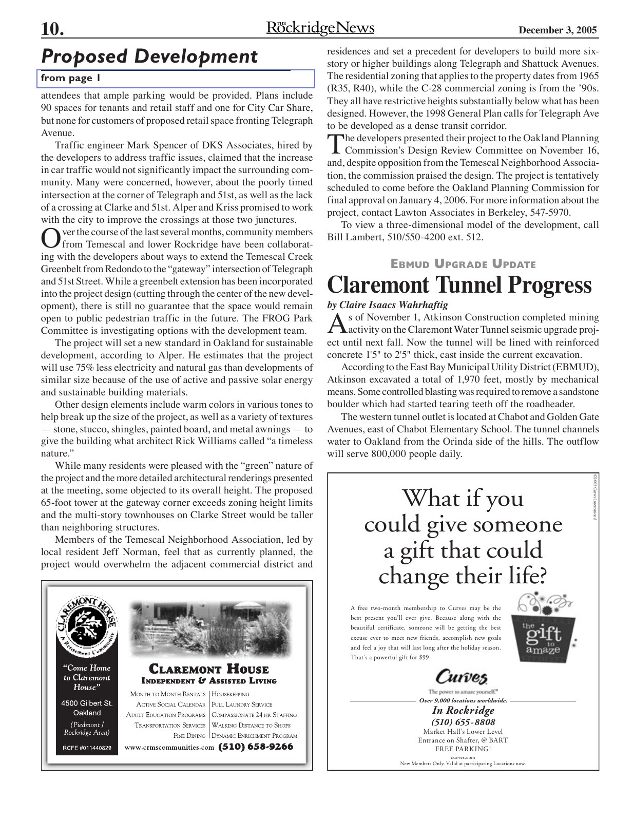 Click to zoom in The Rockridge News, December 2005, page 10