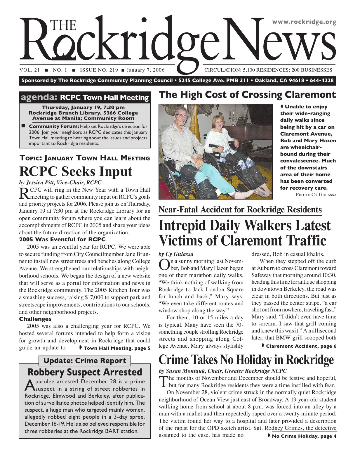 Click to zoom in The Rockridge News, January 2006, page 1