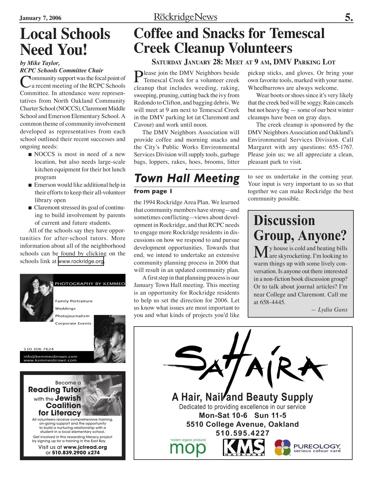 Click to zoom in The Rockridge News, January 2006, page 5