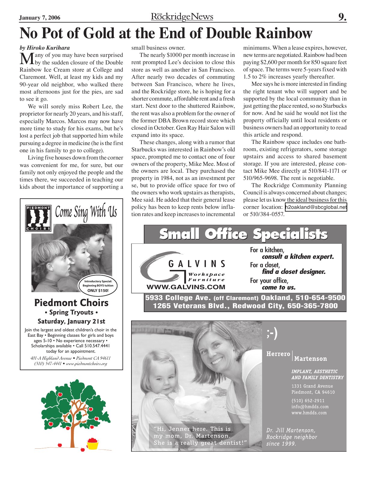 Click to zoom in The Rockridge News, January 2006, page 9