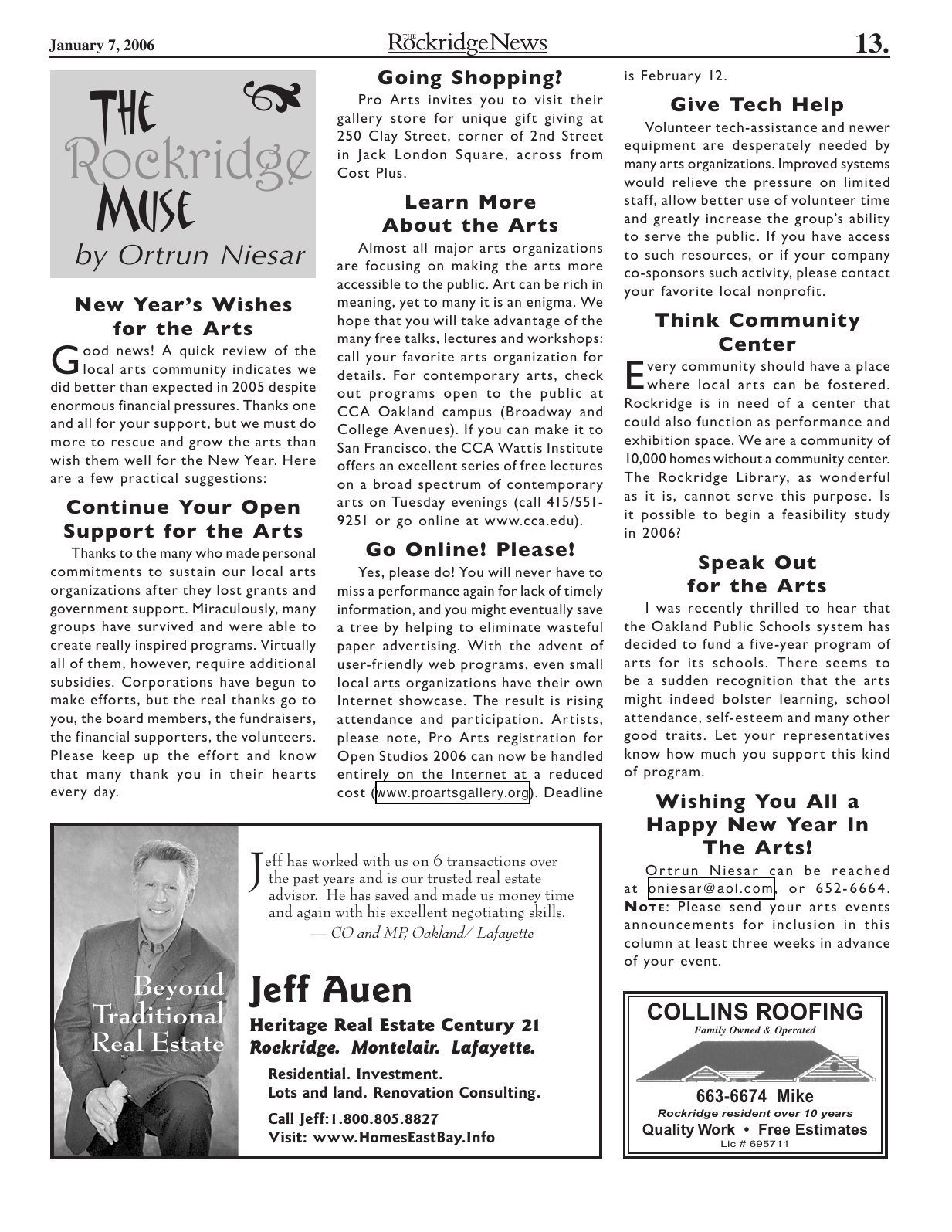 Click to zoom in The Rockridge News, January 2006, page 13