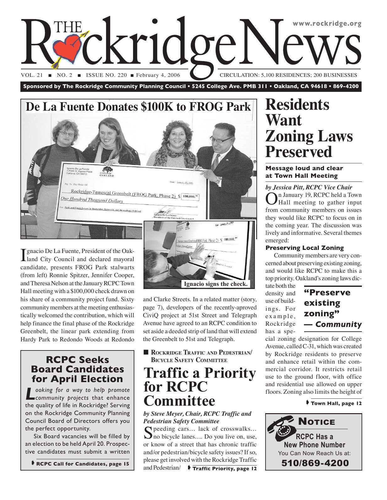 Click to zoom in The Rockridge News, February 2006, page 1