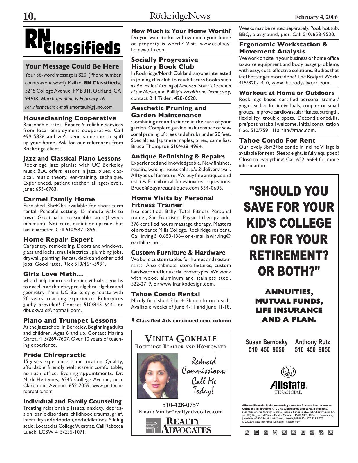 Click to zoom in The Rockridge News, February 2006, page 10