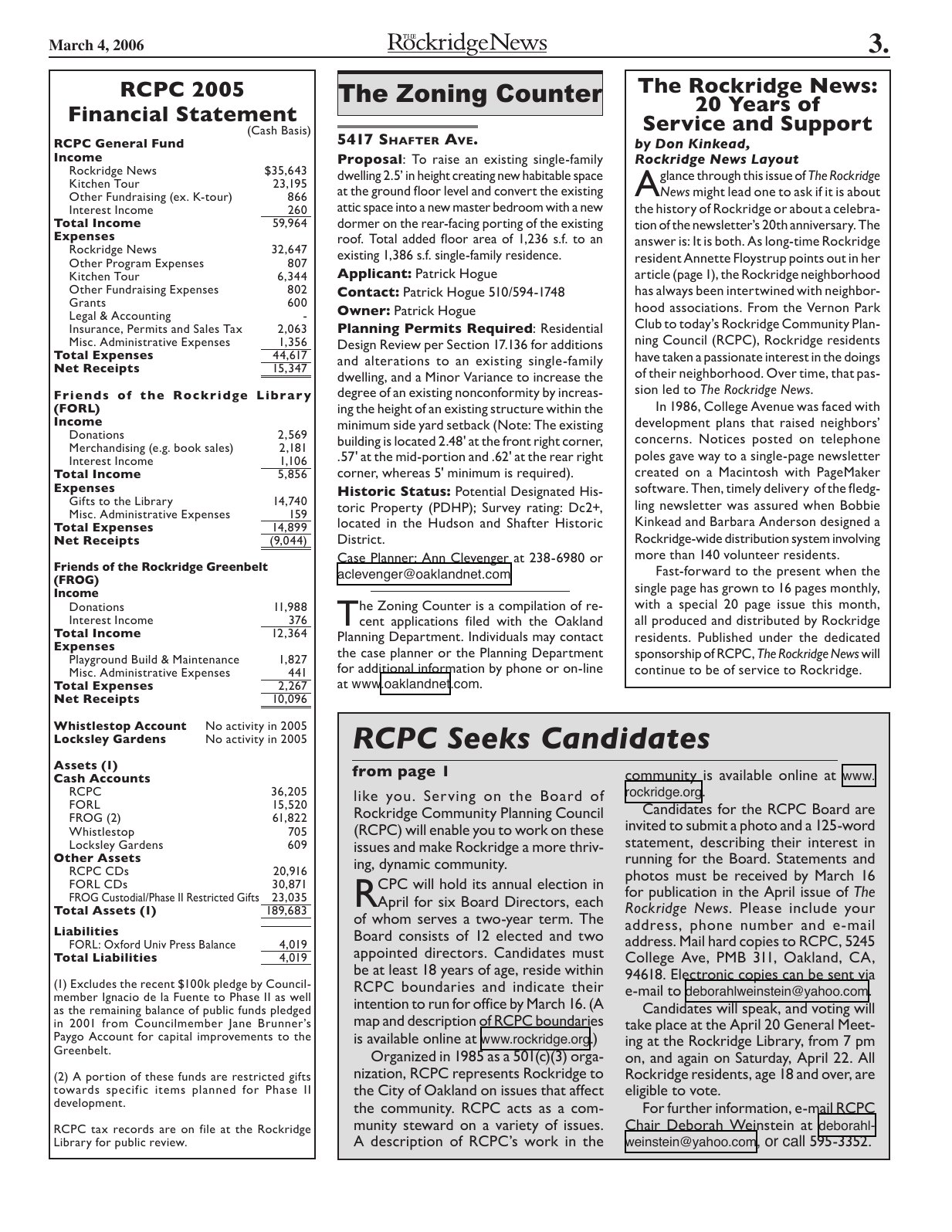 Click to zoom in The Rockridge News, March 2006, page 3