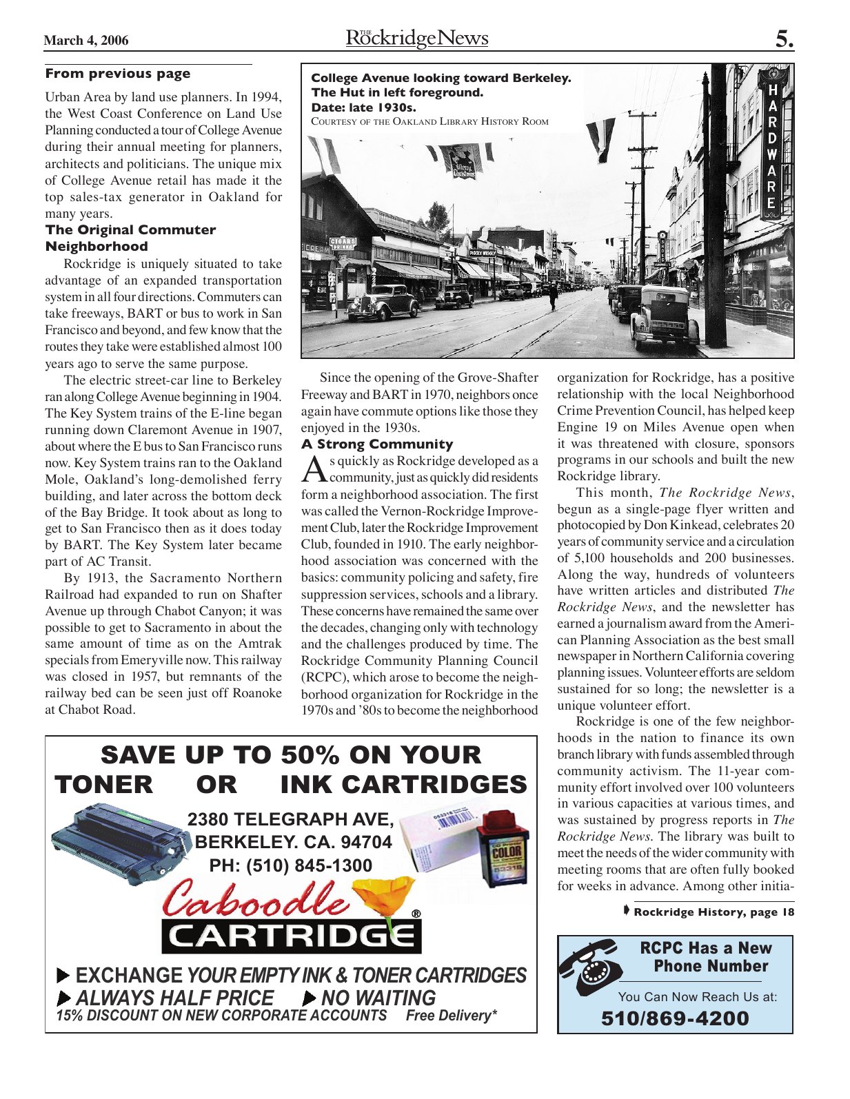 Click to zoom in The Rockridge News, March 2006, page 5