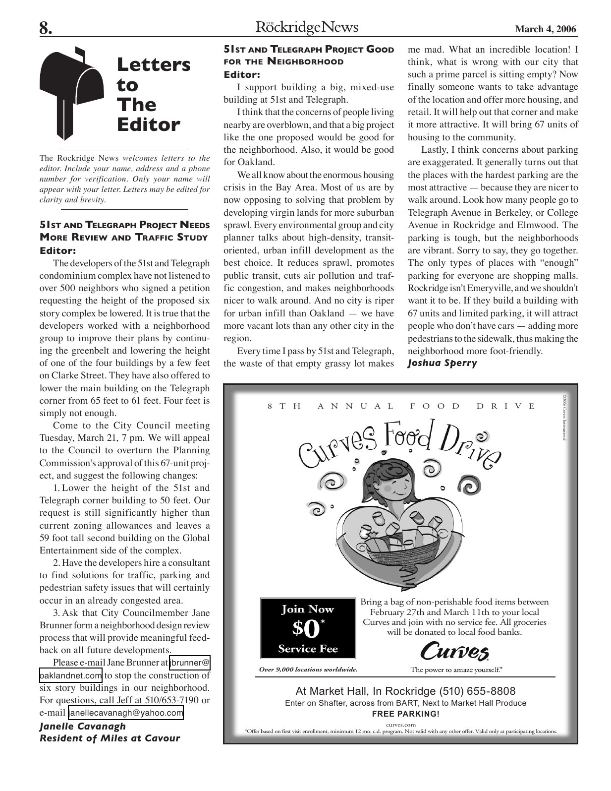 Click to zoom in The Rockridge News, March 2006, page 8