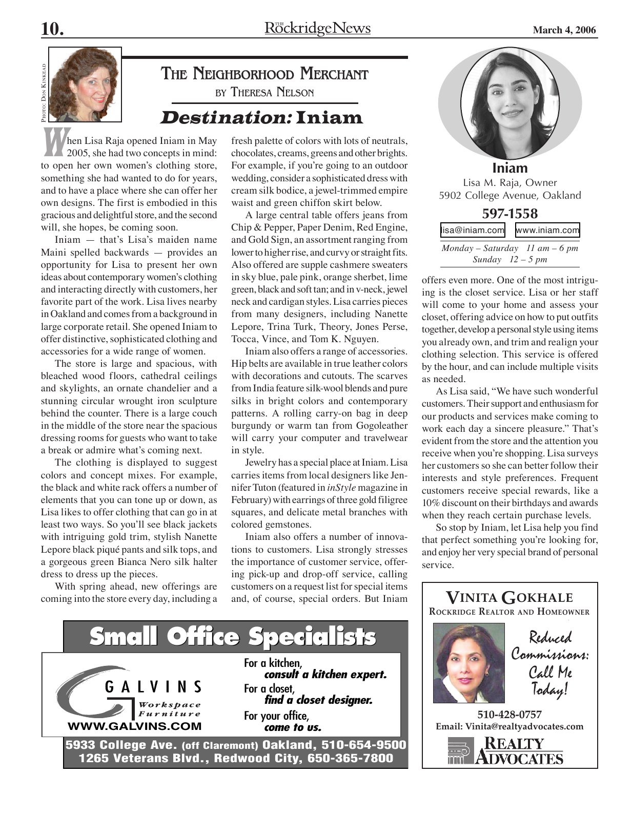 Click to zoom in The Rockridge News, March 2006, page 10