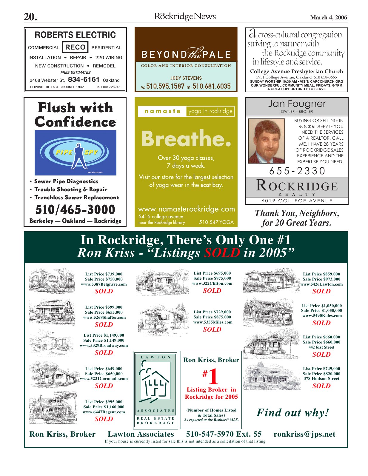 Click to zoom in The Rockridge News, March 2006, page 20