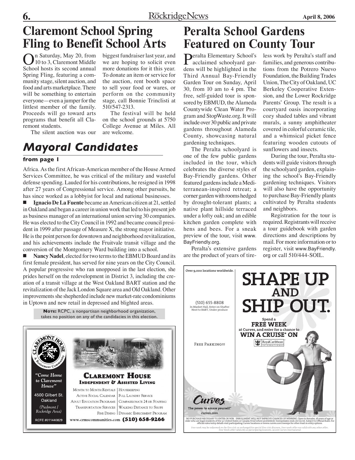 Click to zoom in The Rockridge News, April 2006, page 6