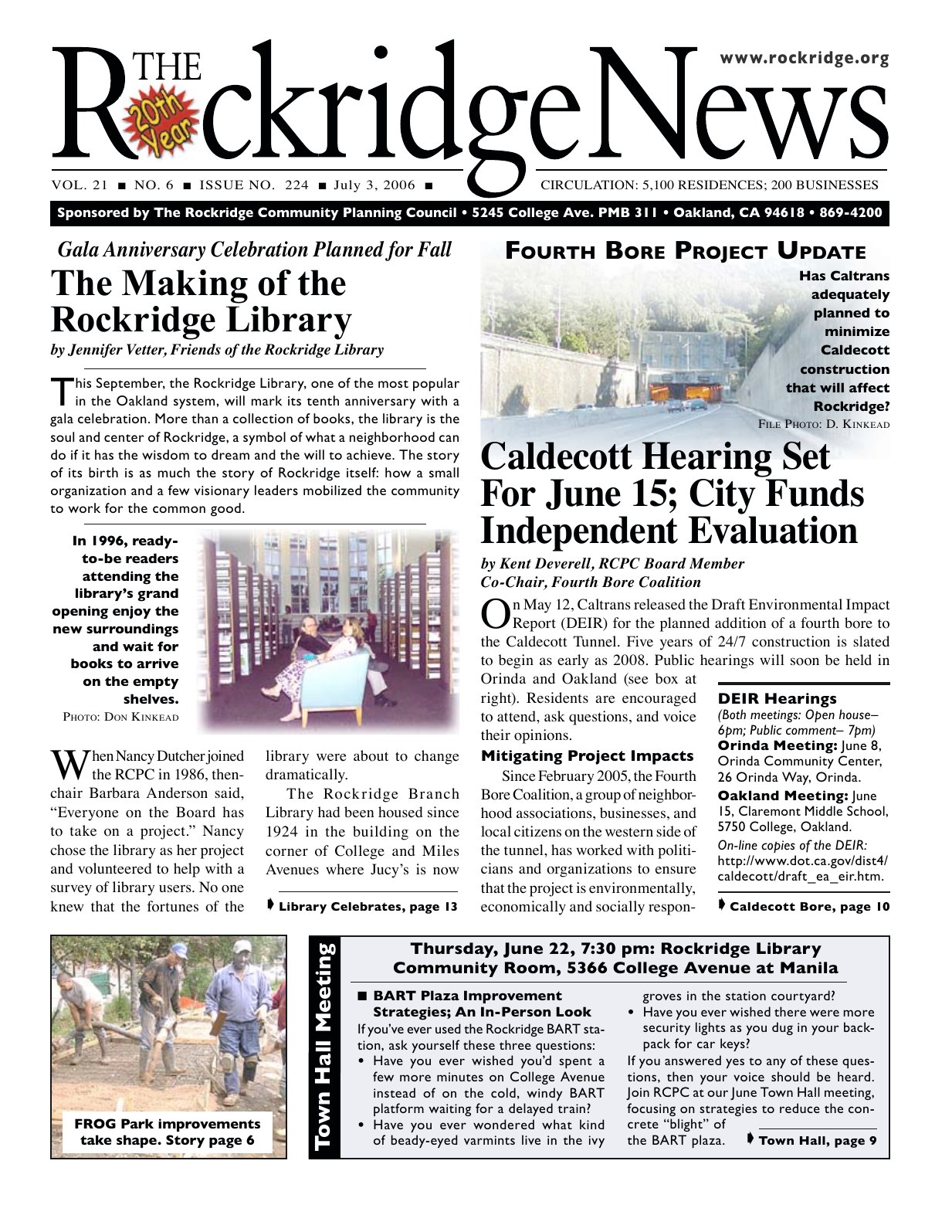 Click to zoom in The Rockridge News, June 2006, page 1