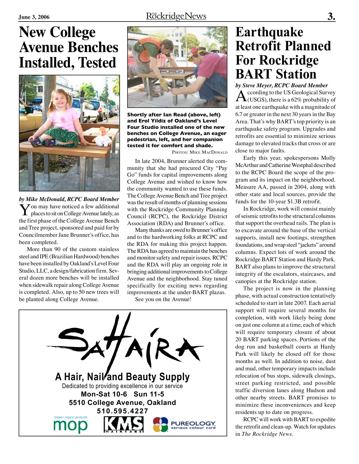 Click to zoom in The Rockridge News, June 2006, page 3