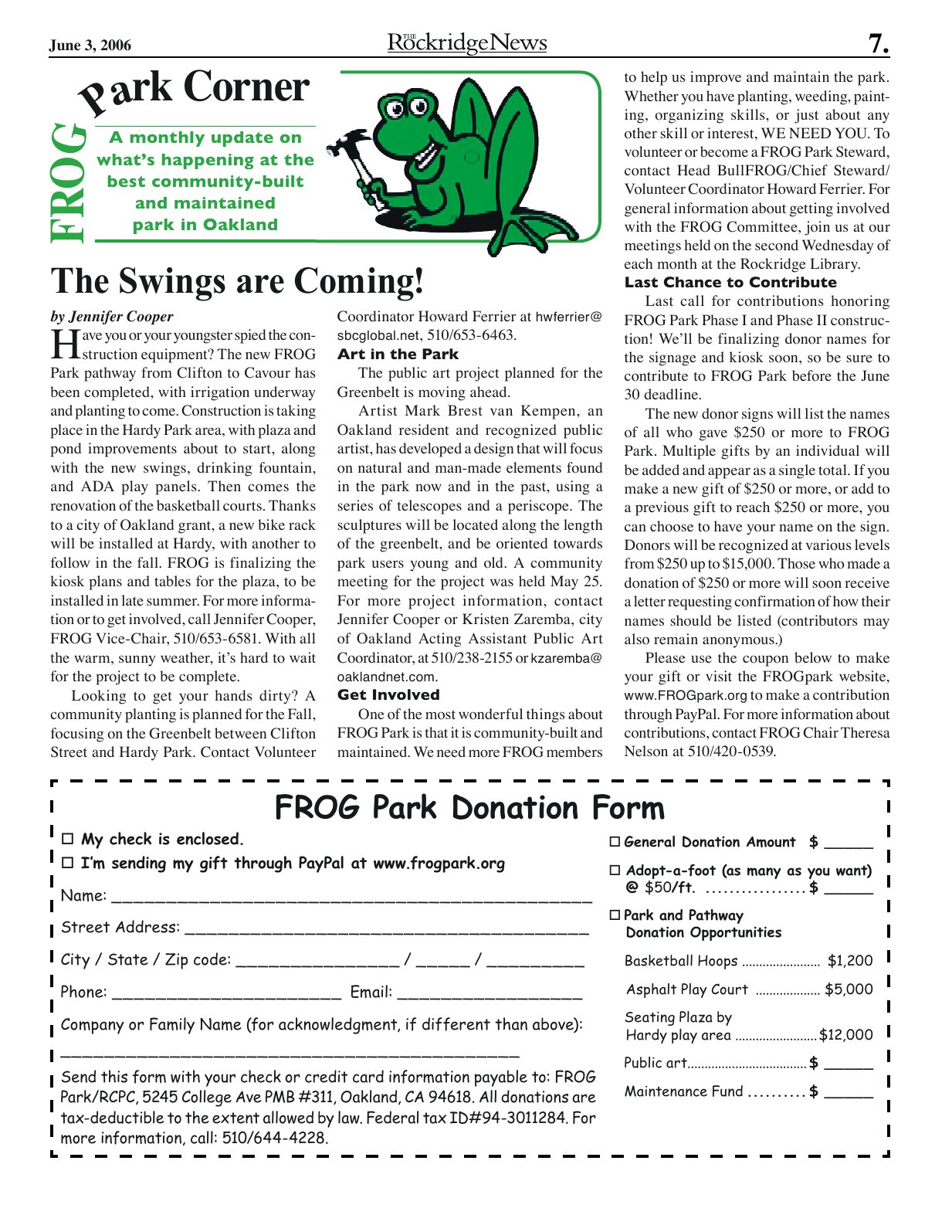 Click to zoom in The Rockridge News, June 2006, page 7