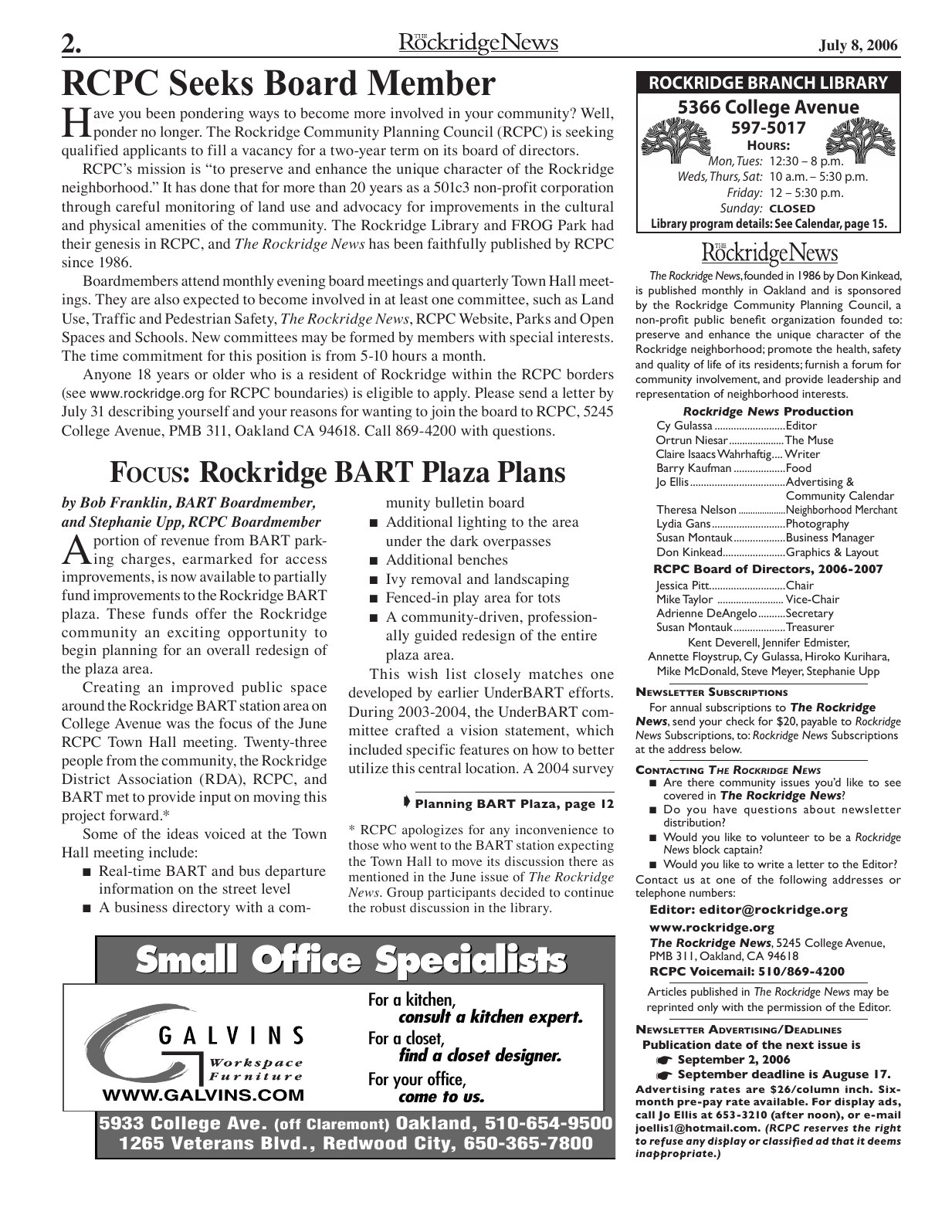The Rockridge News, July 2006, page 2