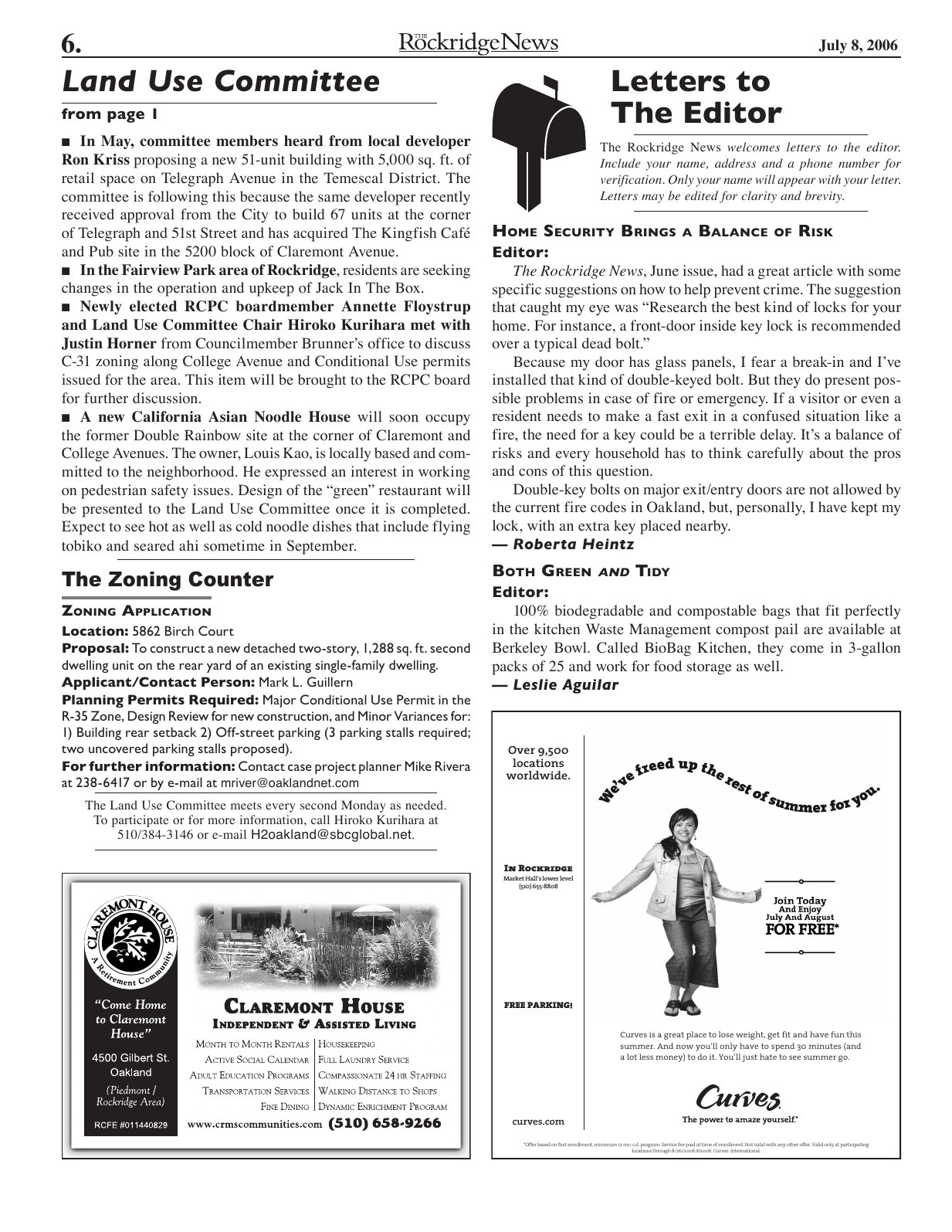 Click to zoom in The Rockridge News, July 2006, page 6