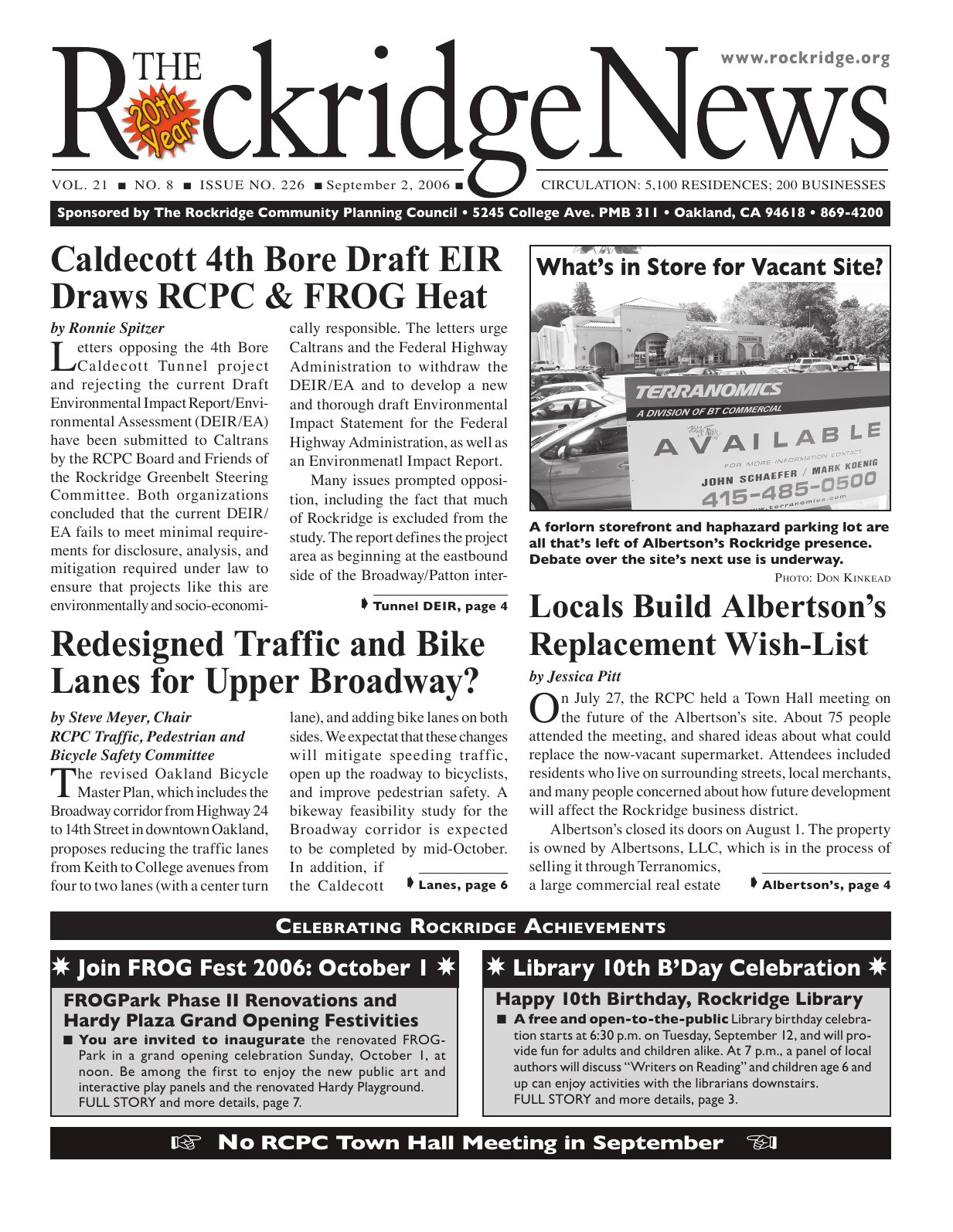 Click to zoom in The Rockridge News, September 2006, page 1