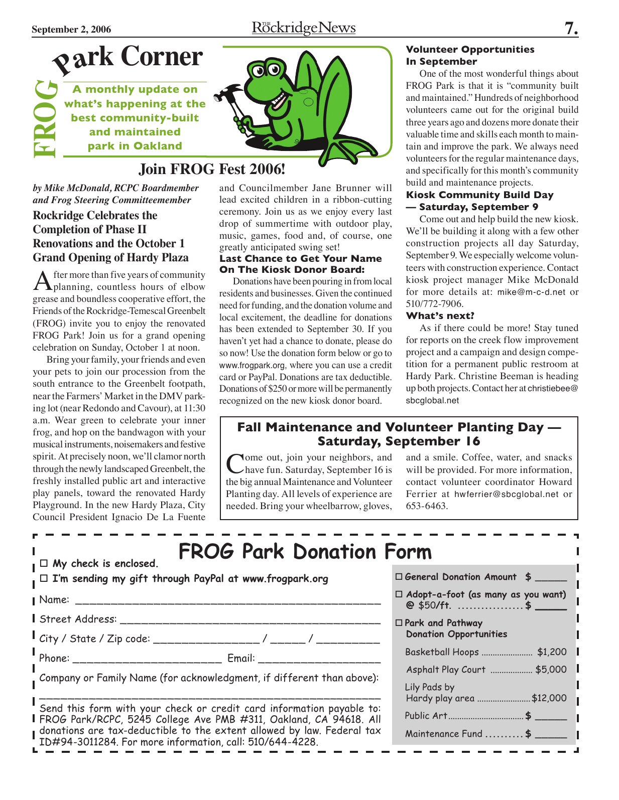 Click to zoom in The Rockridge News, September 2006, page 7