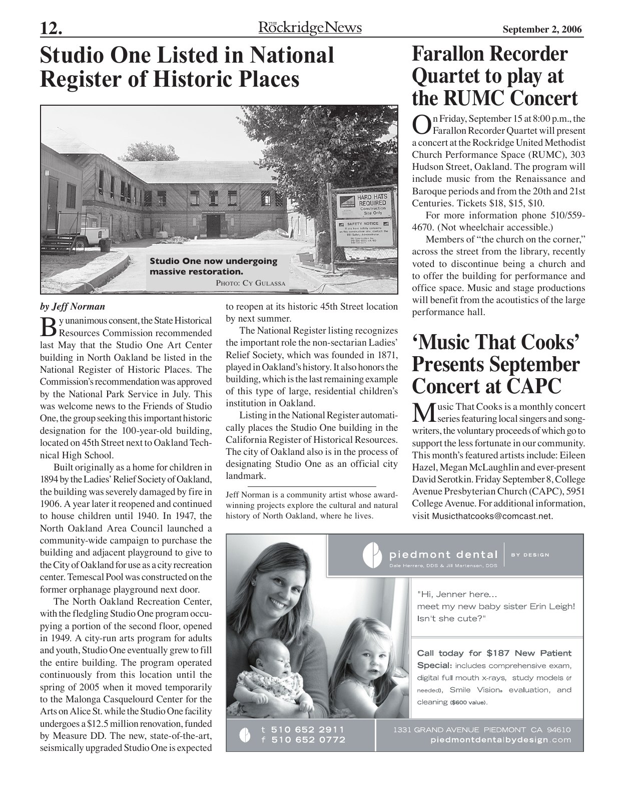 Click to zoom in The Rockridge News, September 2006, page 12