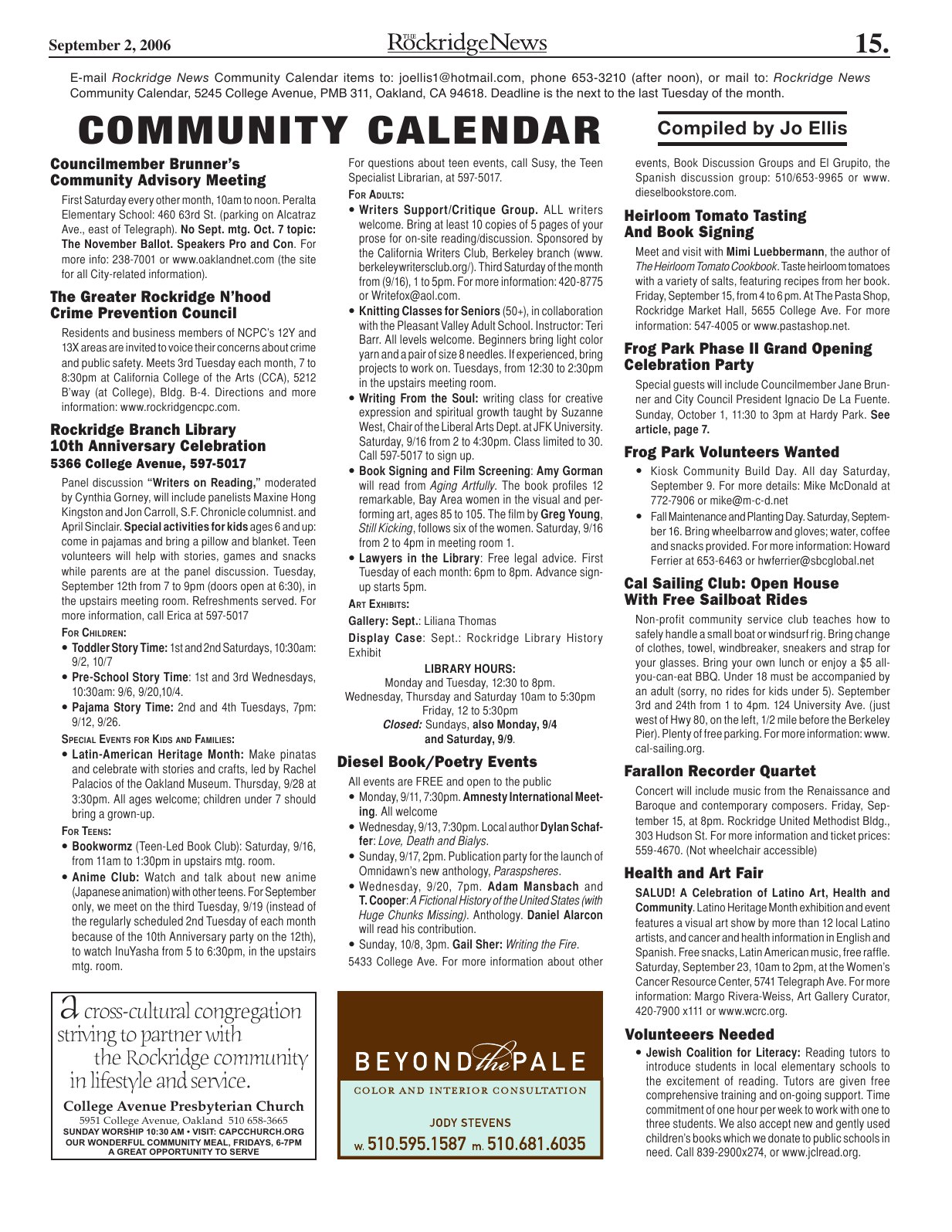 Click to zoom in The Rockridge News, September 2006, page 15