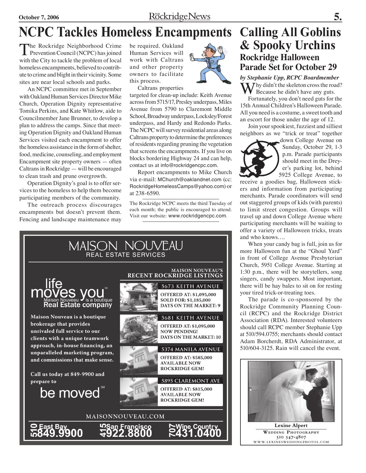 Click to zoom in The Rockridge News, October 2006, page 5