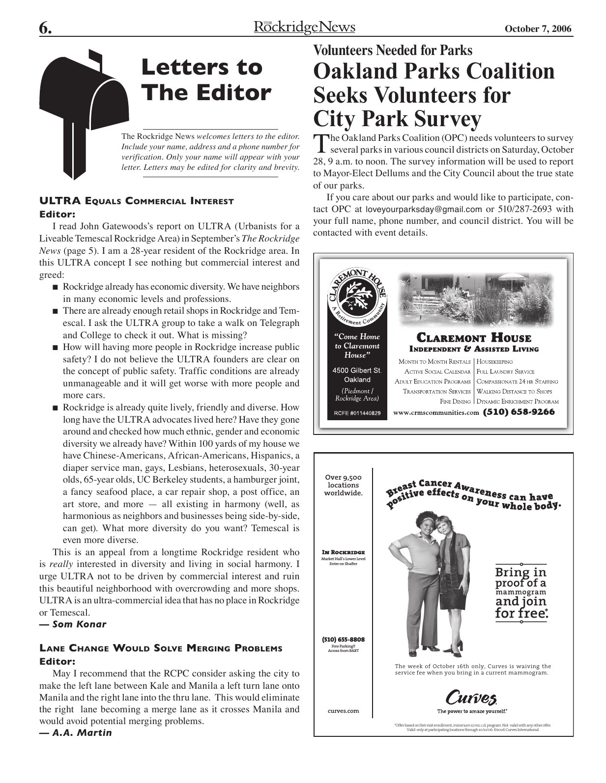 Click to zoom in The Rockridge News, October 2006, page 6