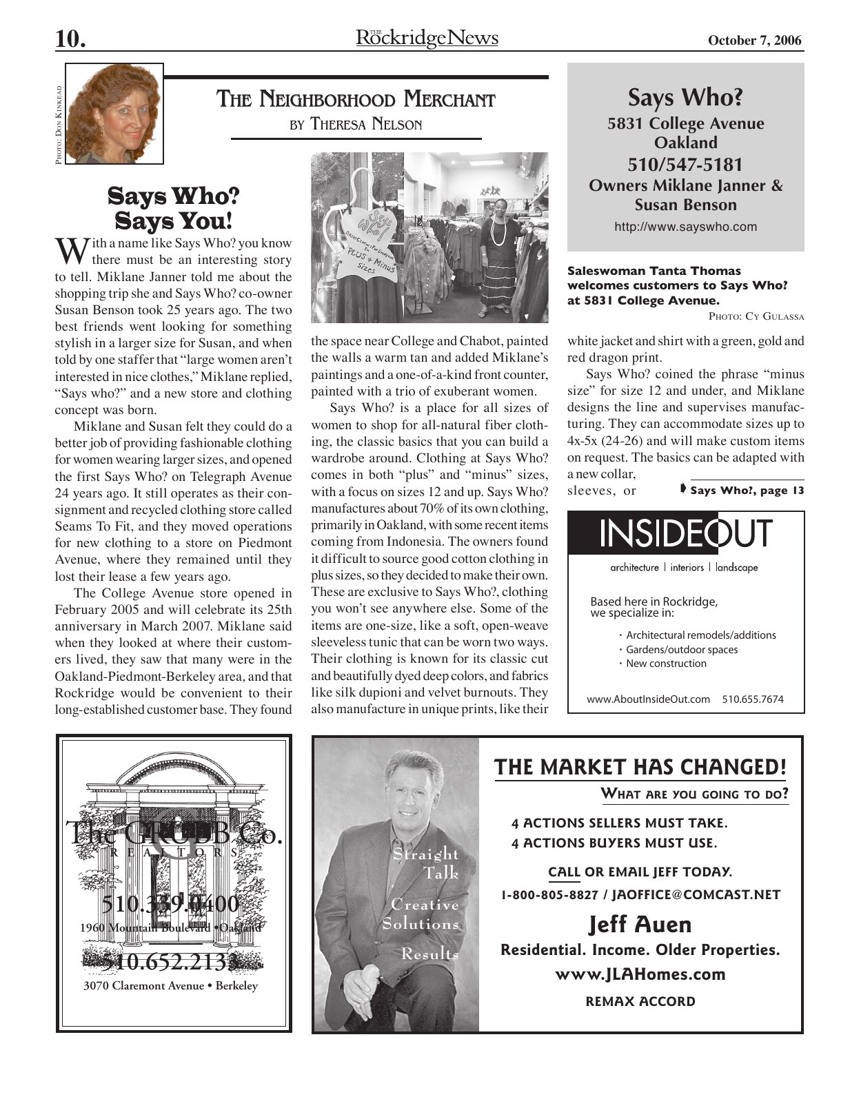 Click to zoom in The Rockridge News, October 2006, page 10