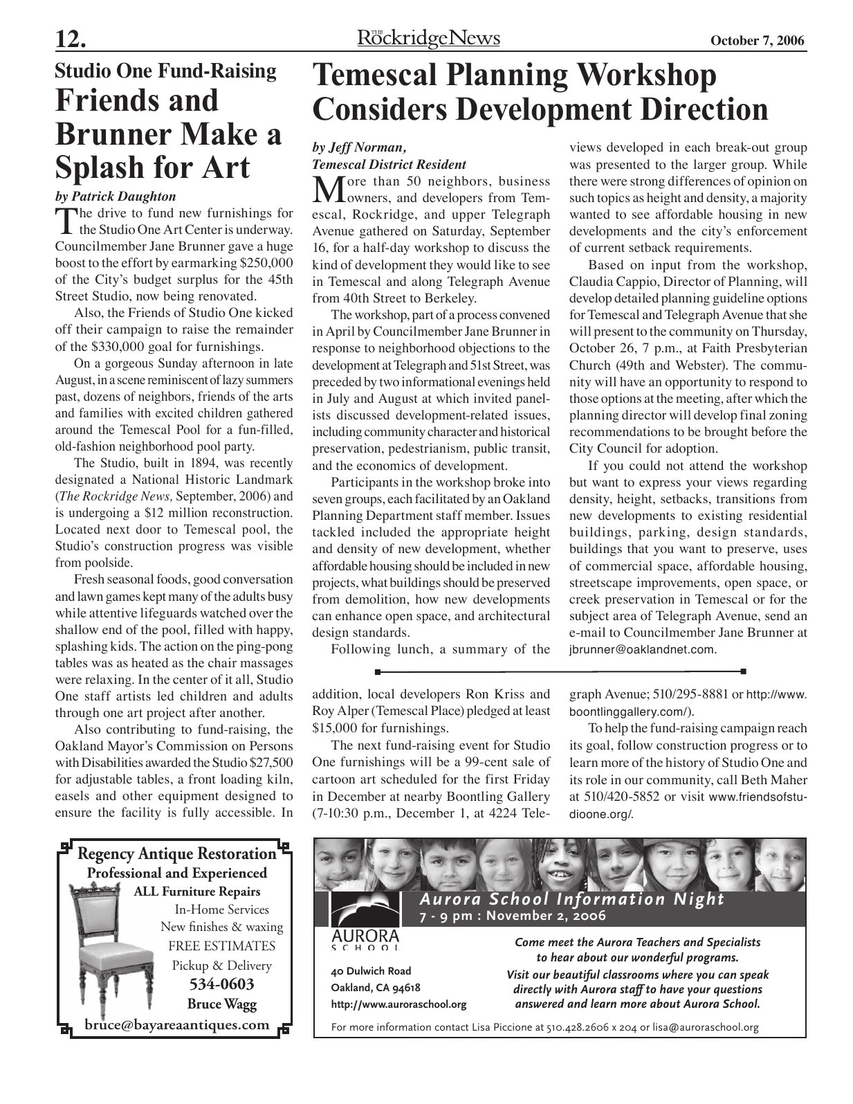 Click to zoom in The Rockridge News, October 2006, page 12