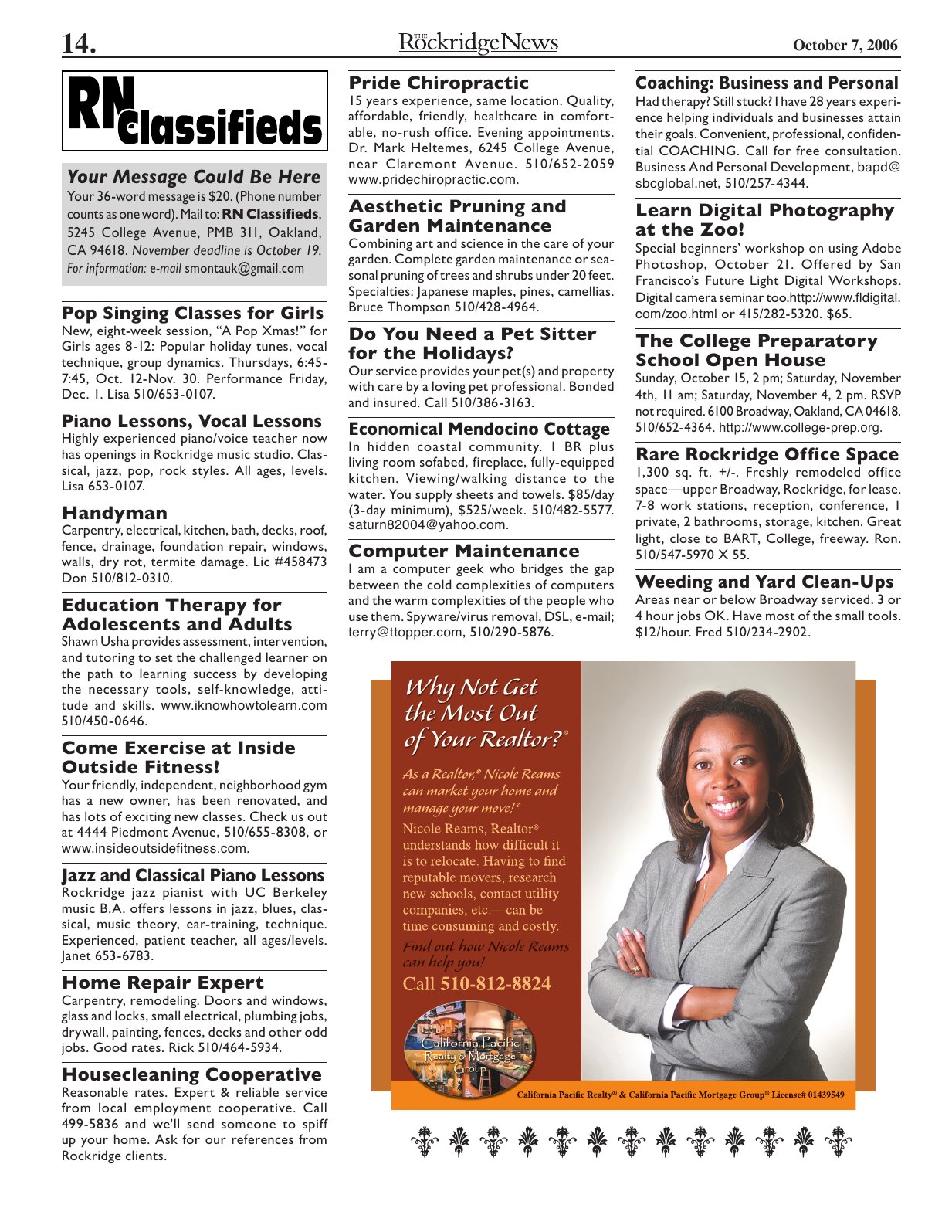 Click to zoom in The Rockridge News, October 2006, page 14