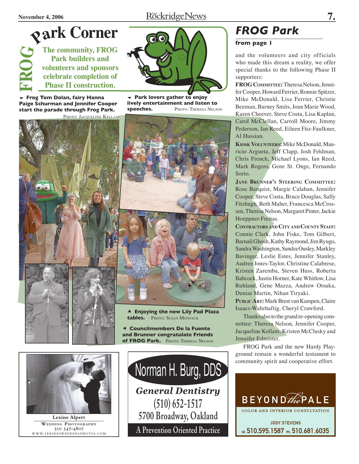 Click to zoom in The Rockridge News, November 2006, page 7