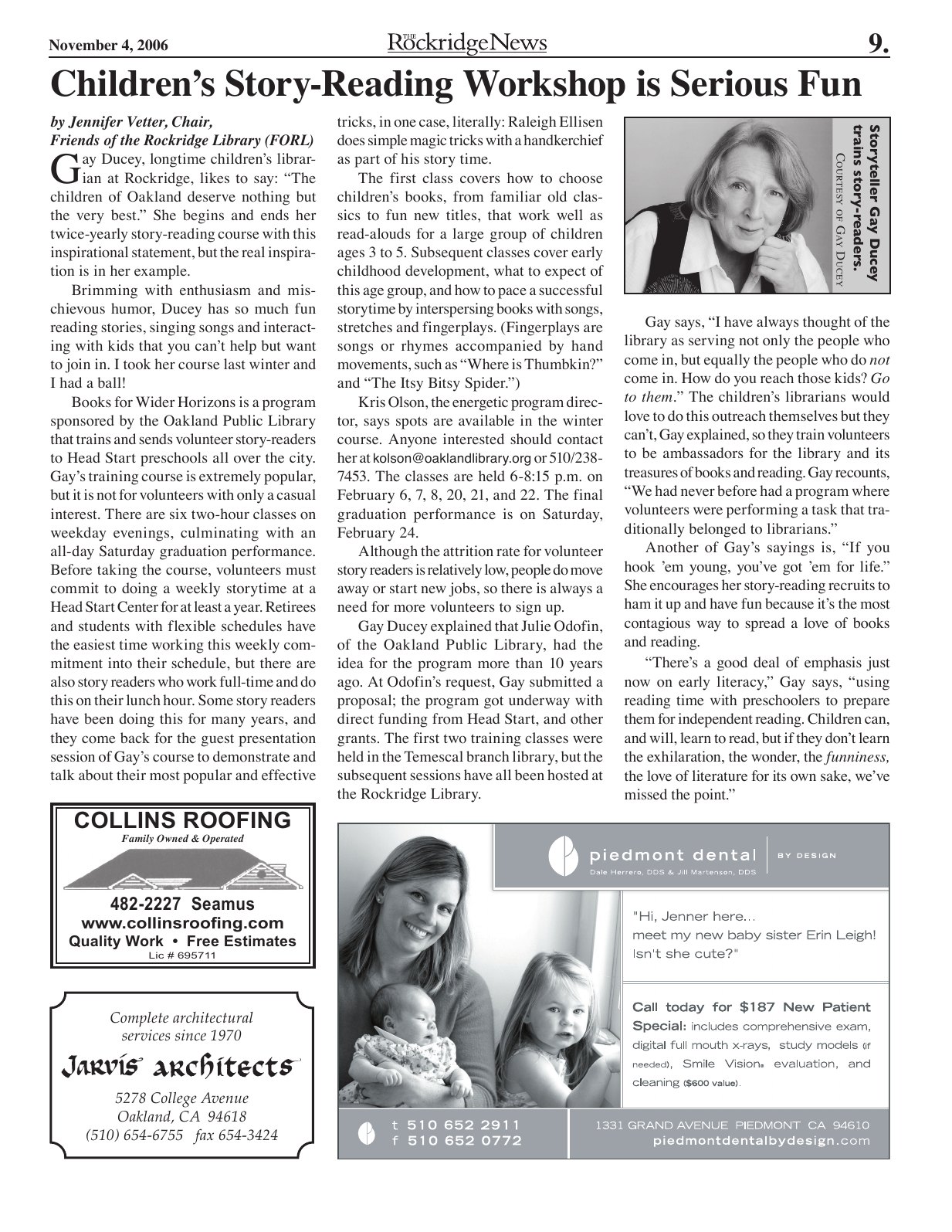 Click to zoom in The Rockridge News, November 2006, page 9