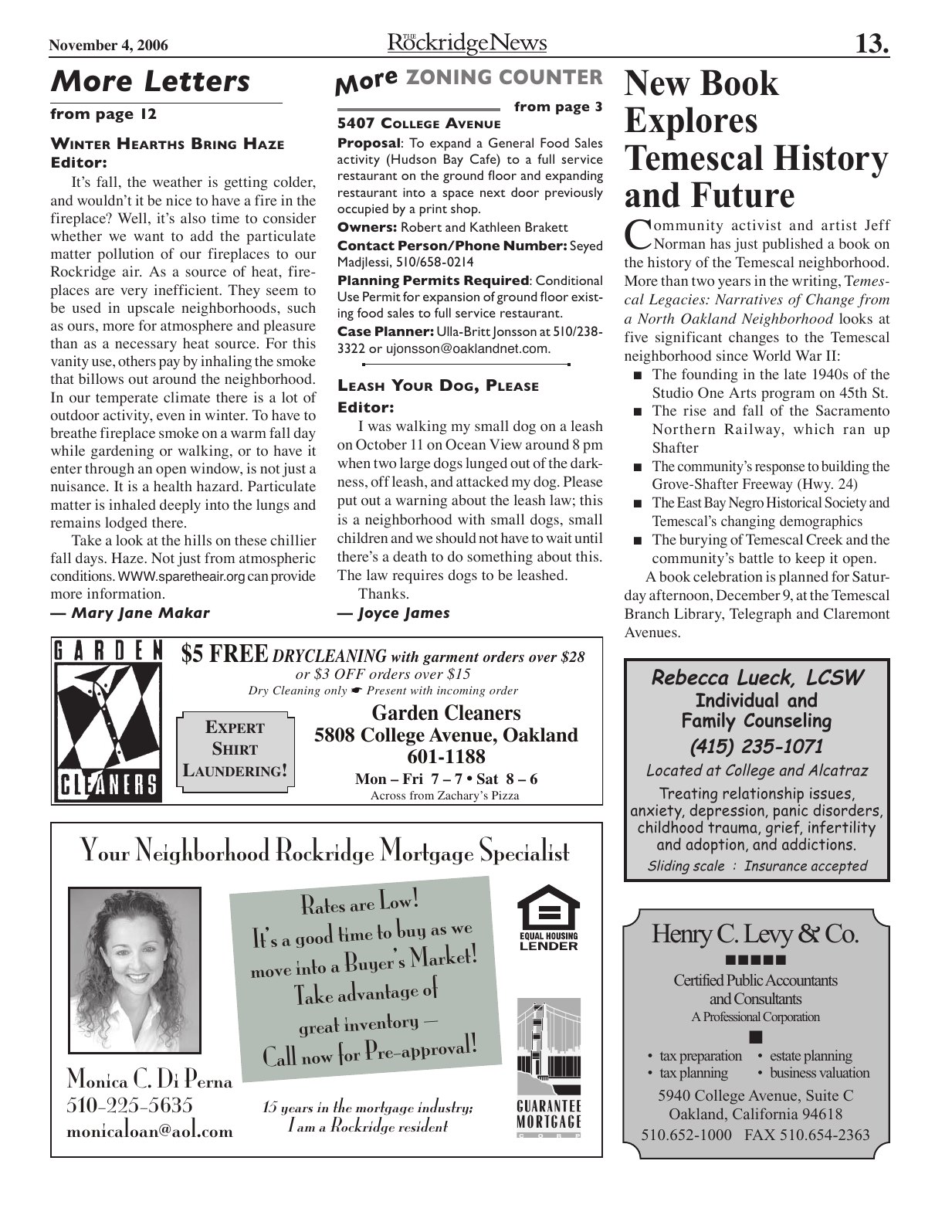 Click to zoom in The Rockridge News, November 2006, page 13