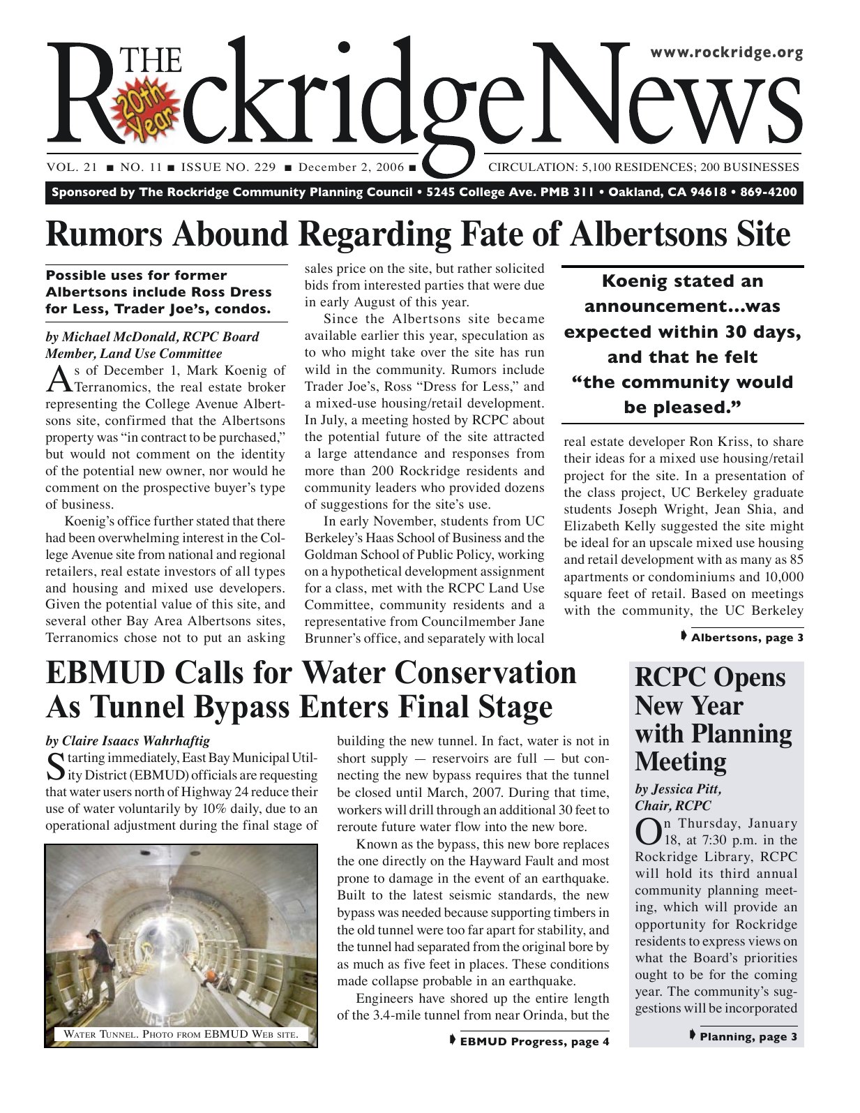 Click to zoom in The Rockridge News, December 2006, page 1