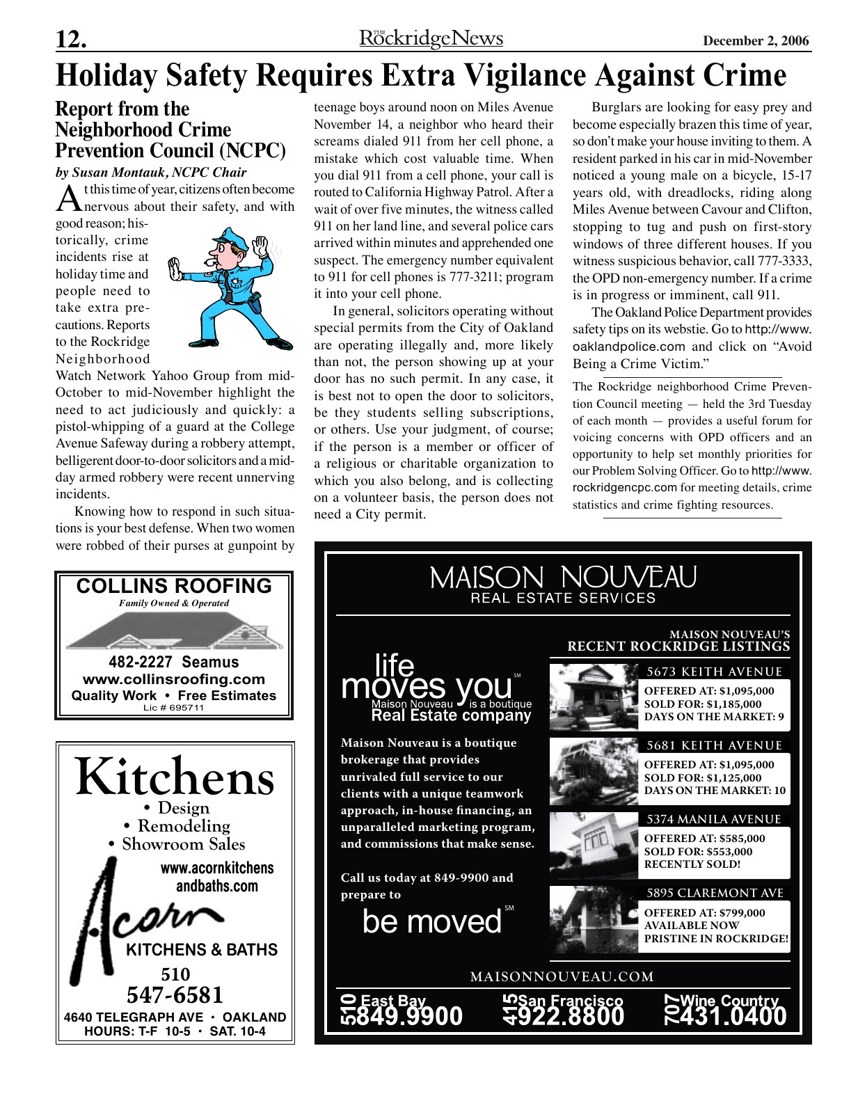 Click to zoom in The Rockridge News, December 2006, page 12