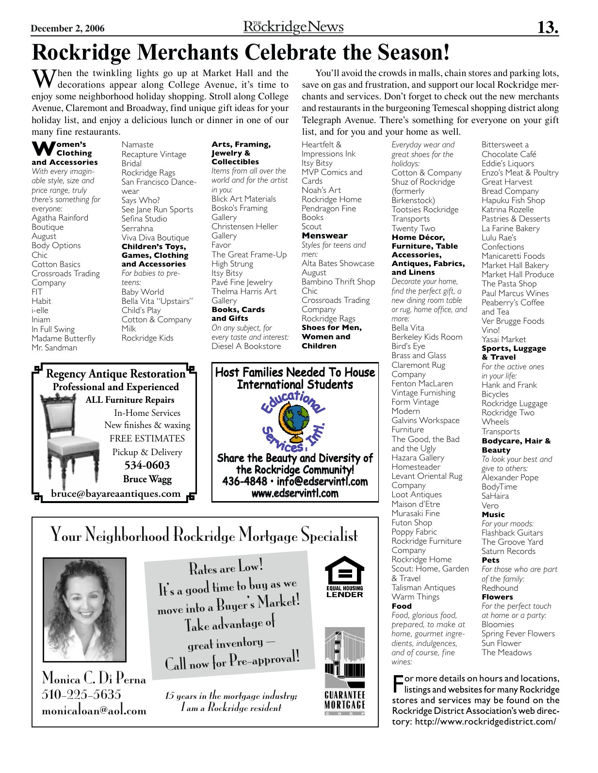 Click to zoom in The Rockridge News, December 2006, page 13