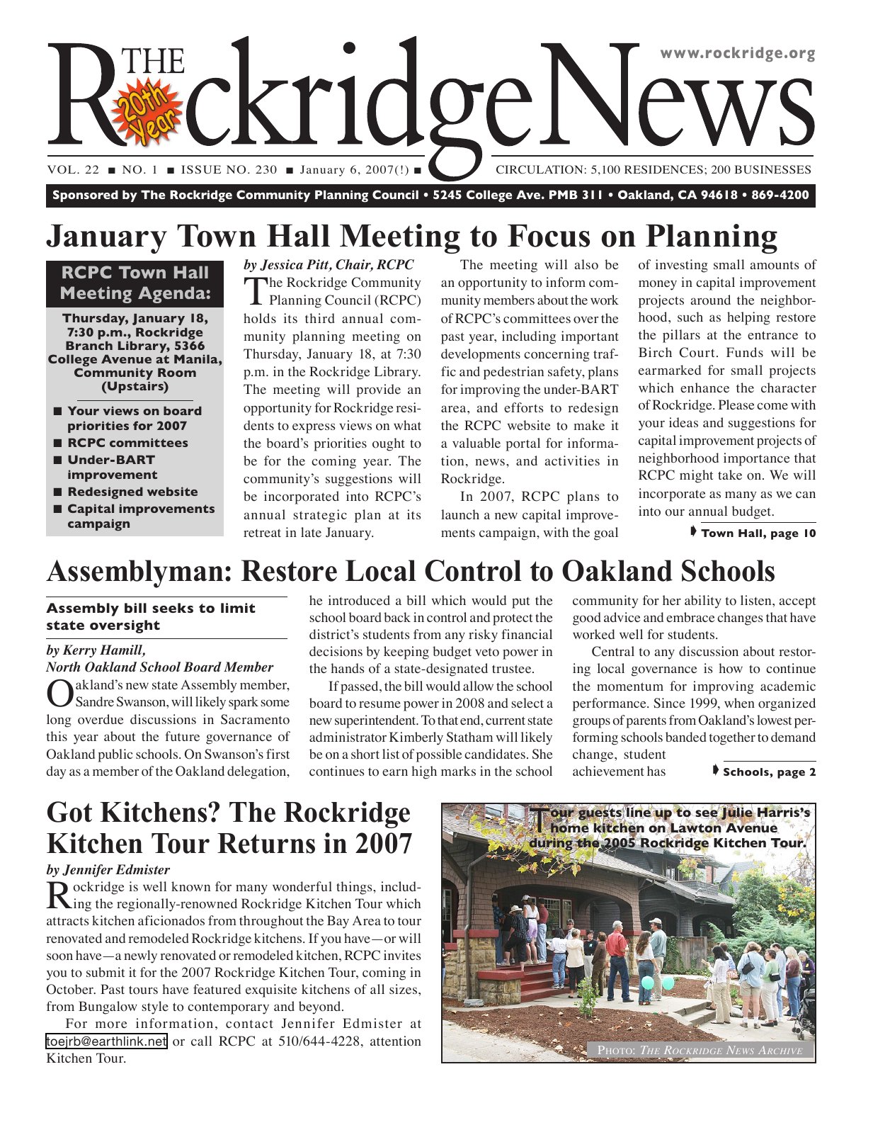 Click to zoom in The Rockridge News, January 2007, page 1
