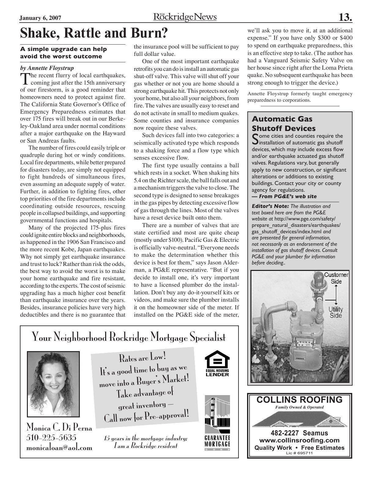 Click to zoom in The Rockridge News, January 2007, page 13