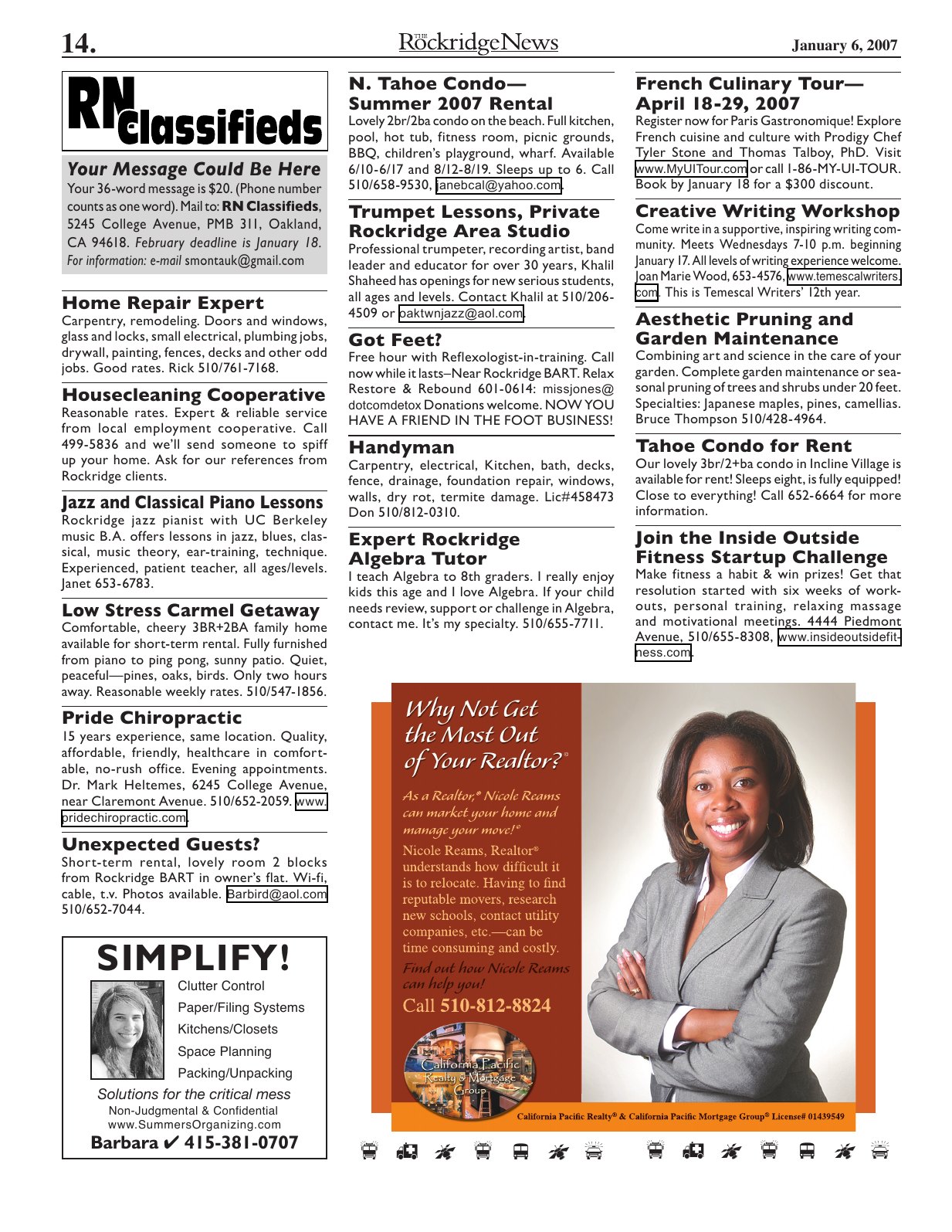Click to zoom in The Rockridge News, January 2007, page 14
