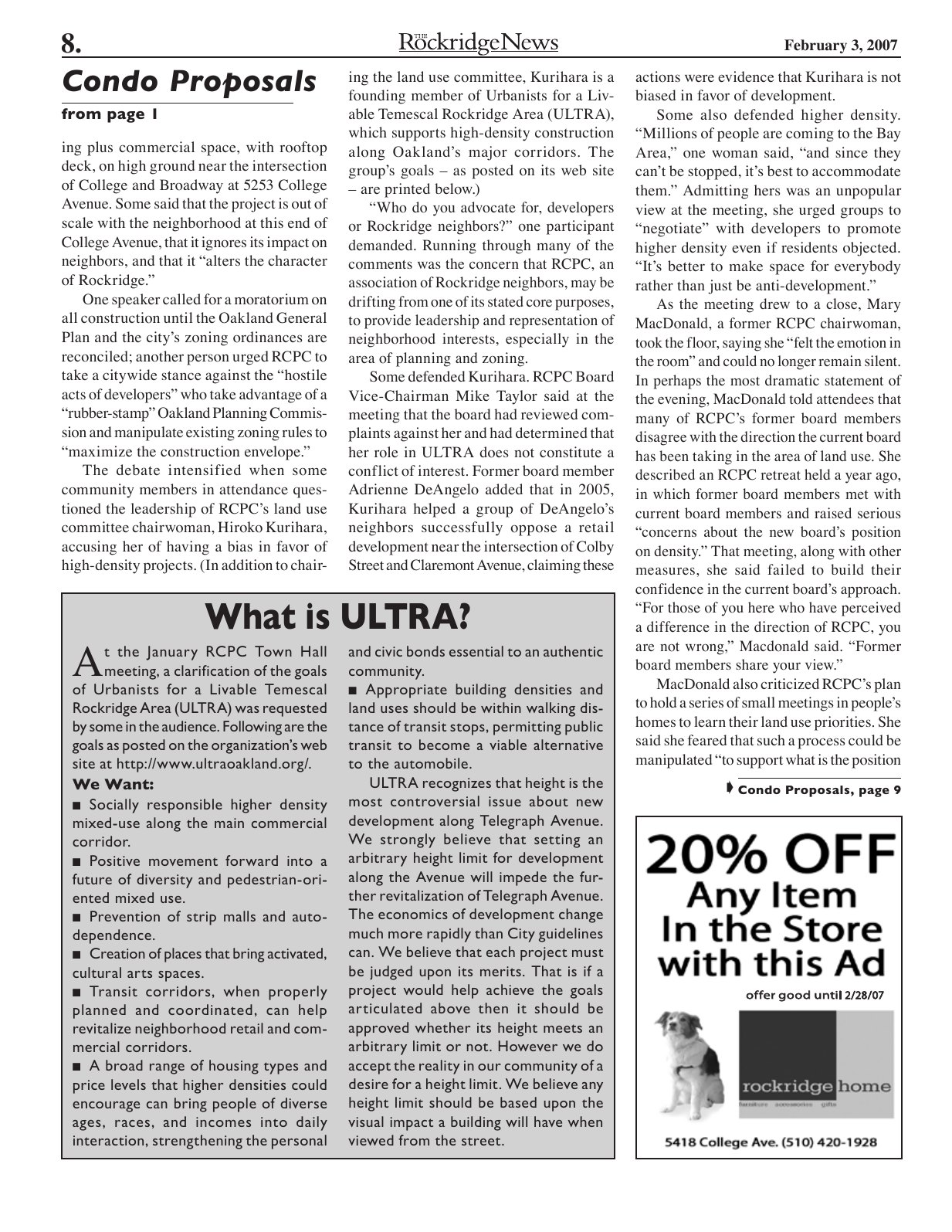 Click to zoom in The Rockridge News, February 2007, page 8
