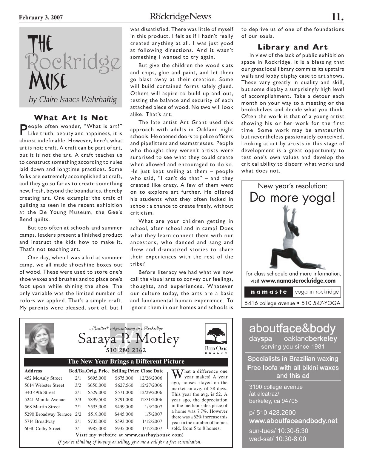 Click to zoom in The Rockridge News, February 2007, page 11