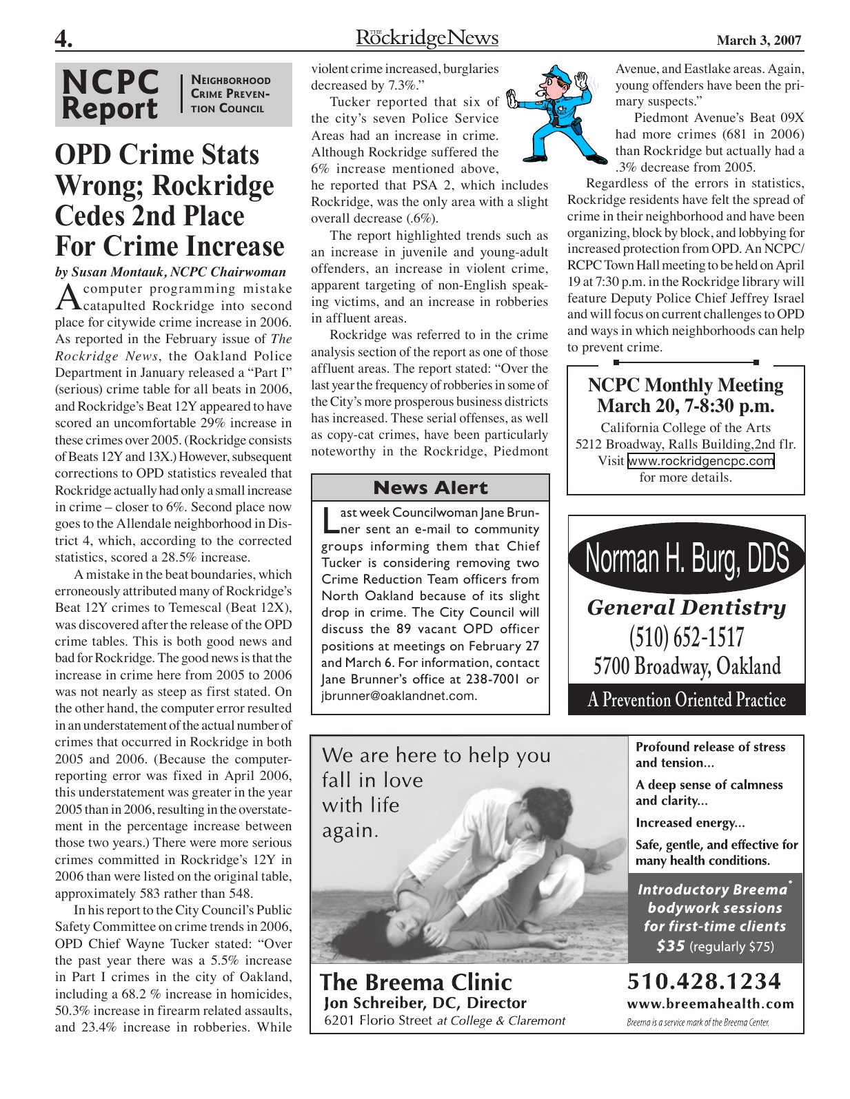 The Rockridge News, March 2007, page 4