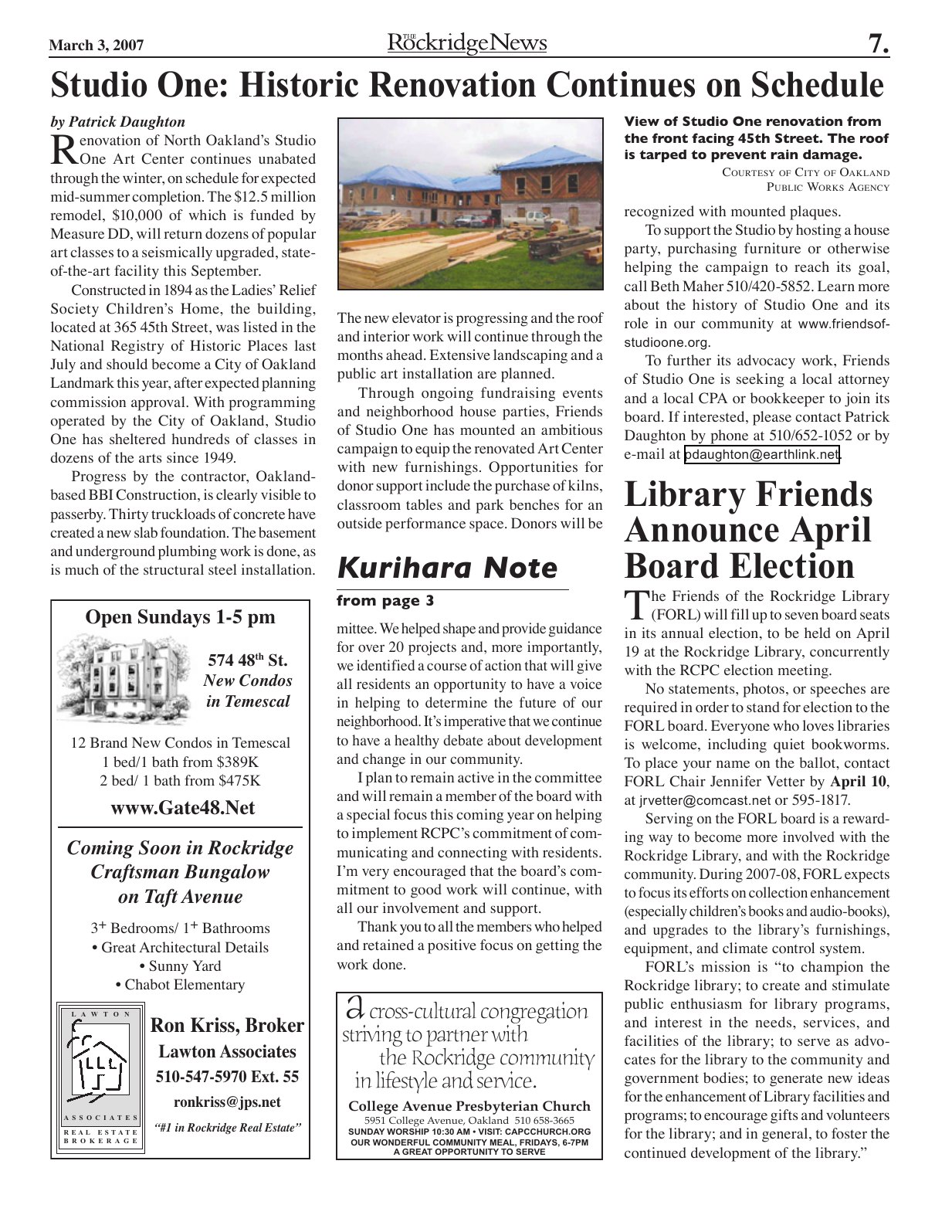 Click to zoom in The Rockridge News, March 2007, page 7
