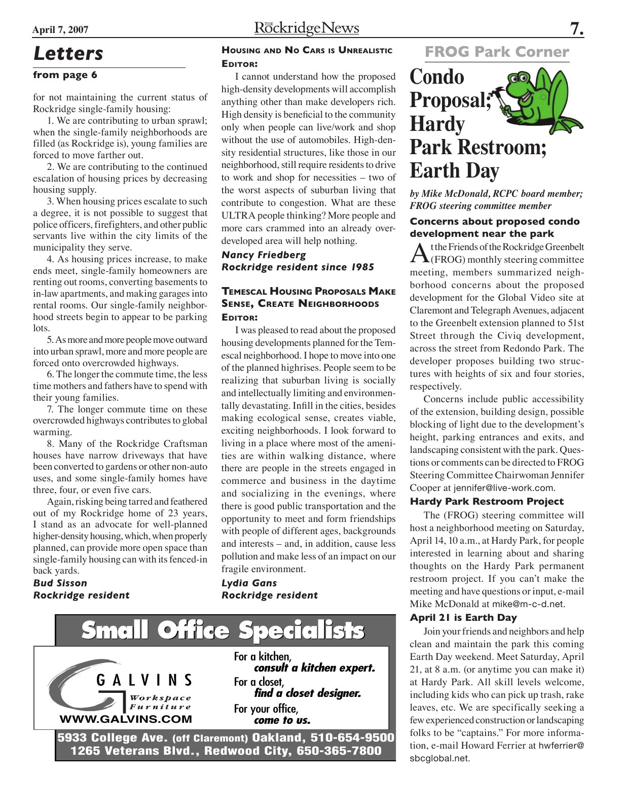 Click to zoom in The Rockridge News, April 2007, page 7