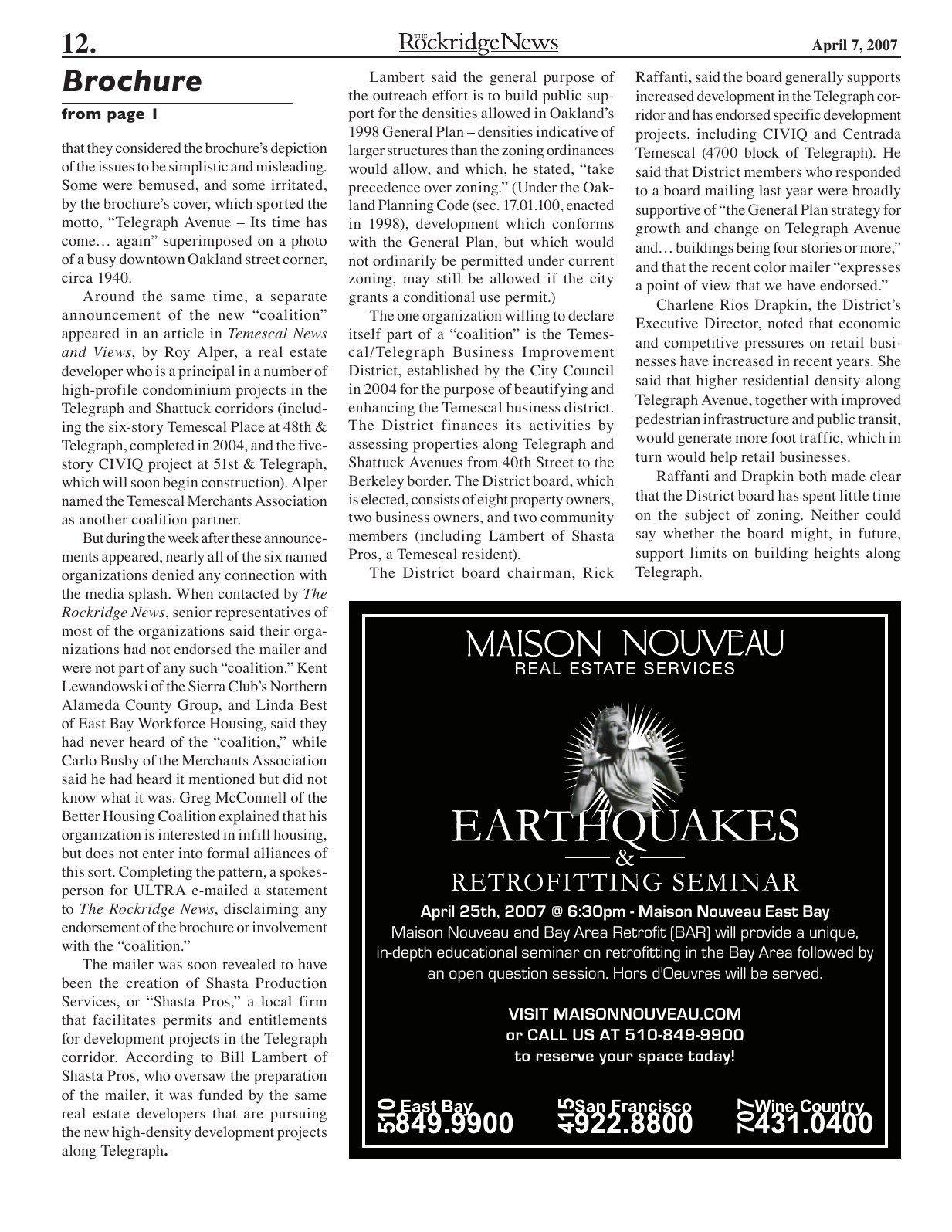 Click to zoom in The Rockridge News, April 2007, page 12