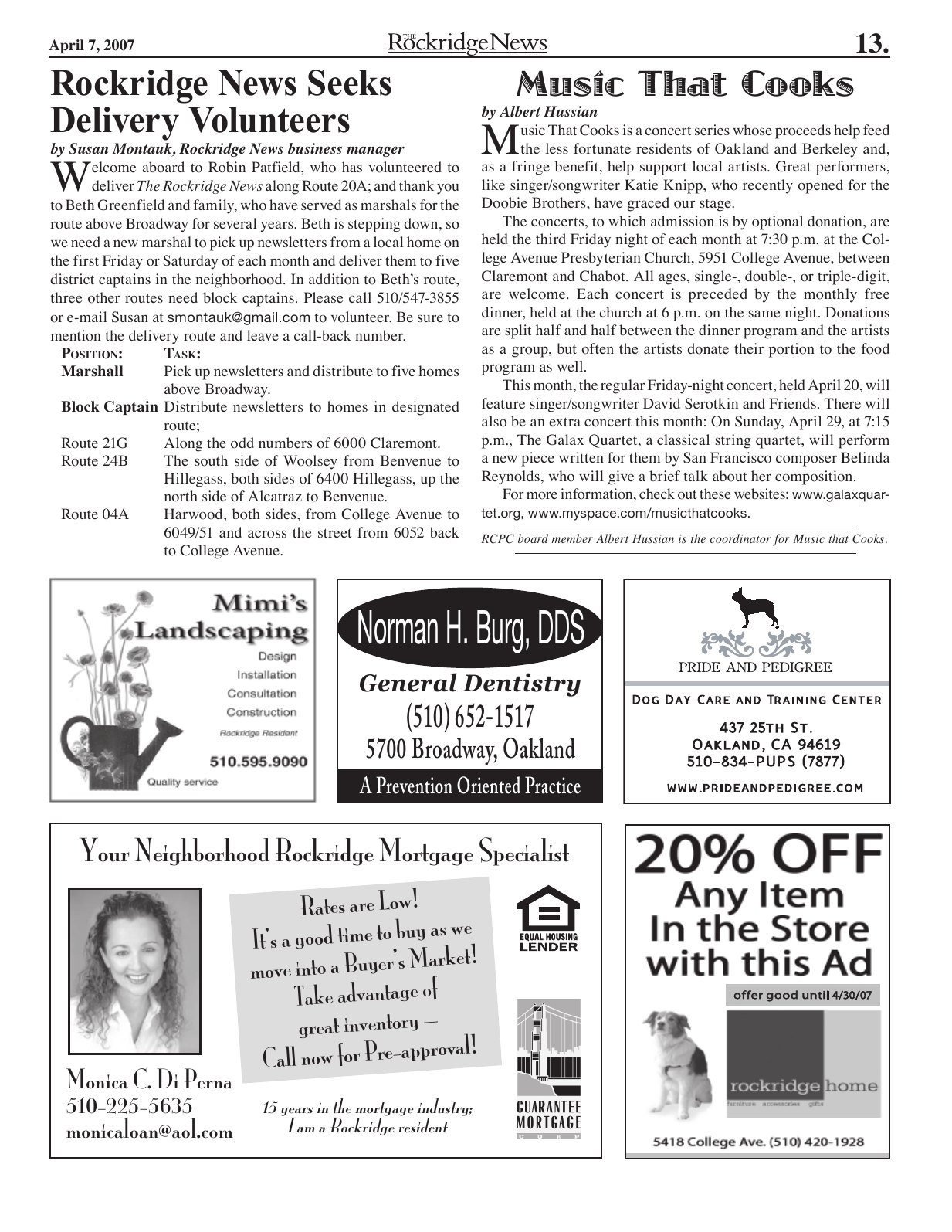 Click to zoom in The Rockridge News, April 2007, page 13