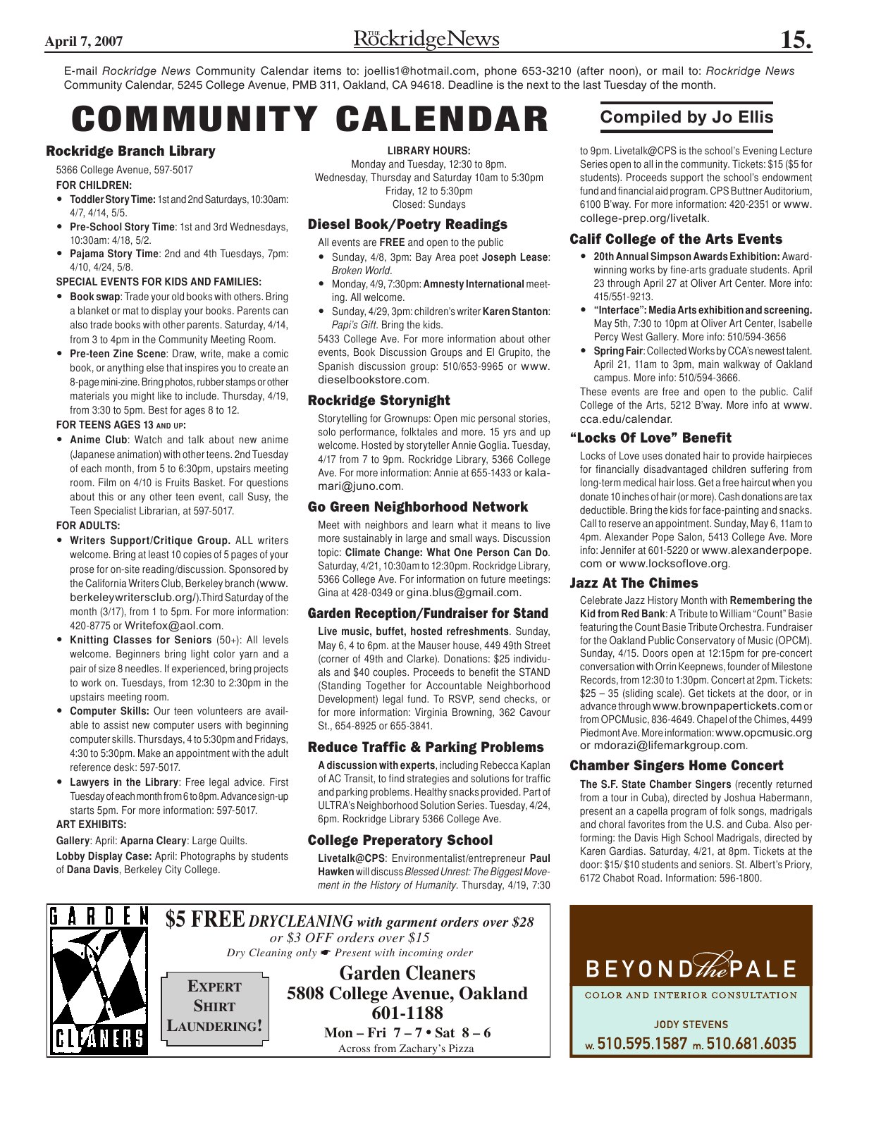 Click to zoom in The Rockridge News, April 2007, page 15